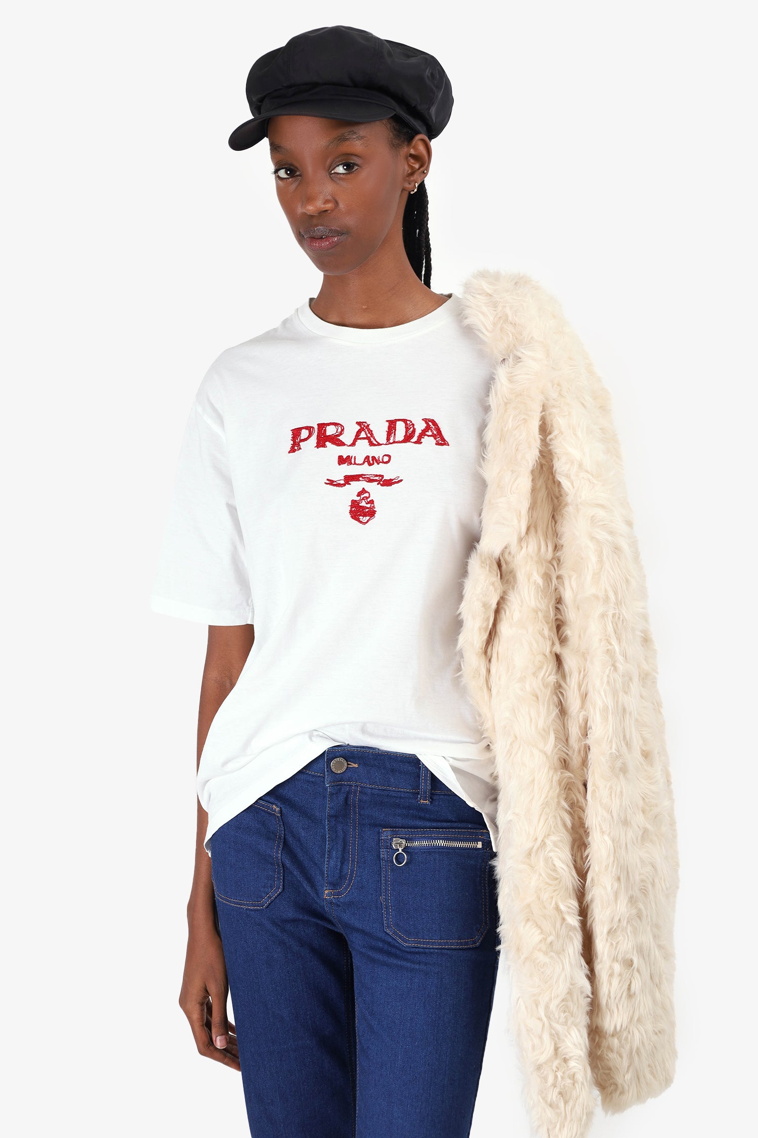 Prada White/Red Milano Logo T-Shirt Size Medium Mens – Mine & Yours