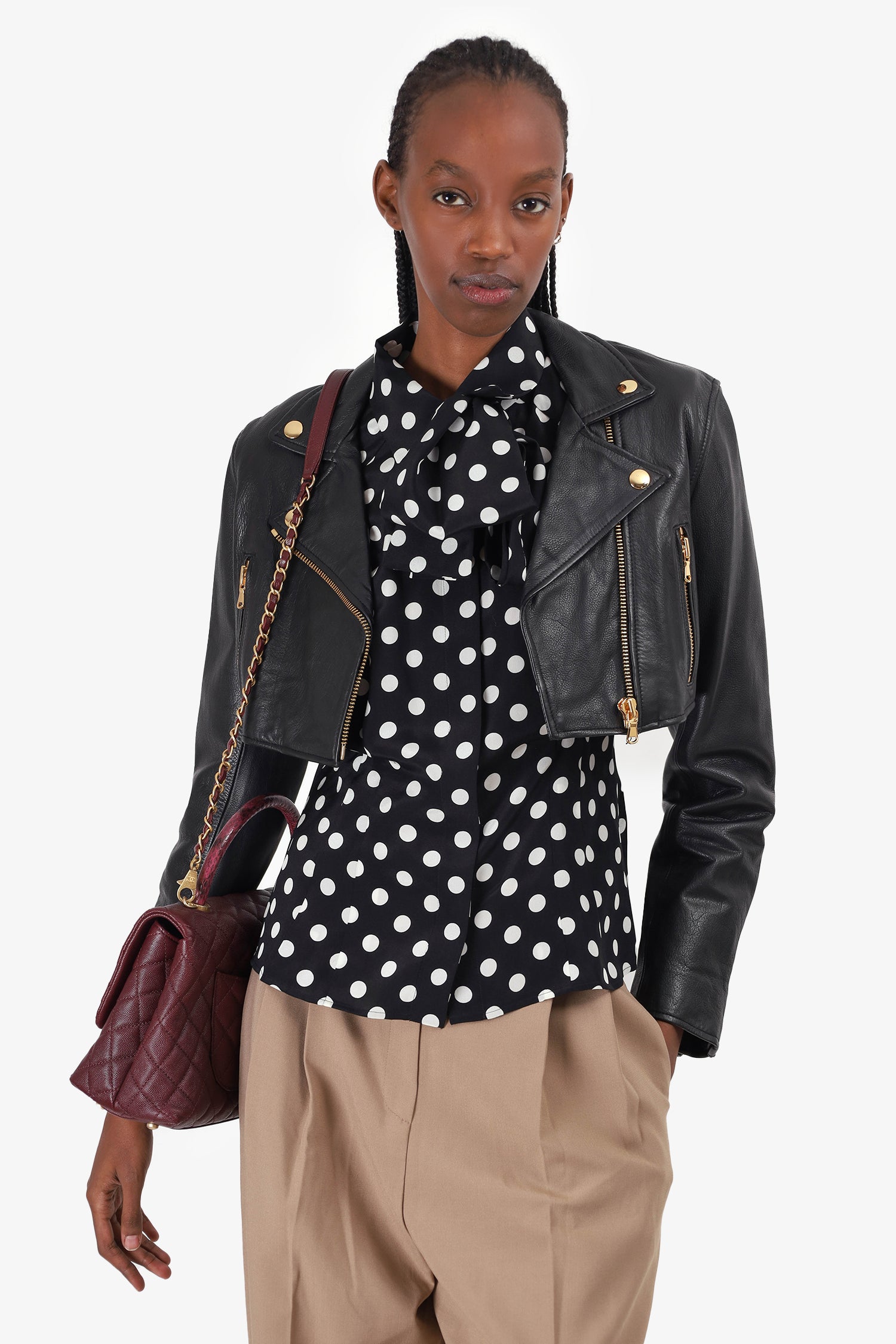 Moschino x H&M Black Leather Cropped Jacket Size S – Mine & Yours