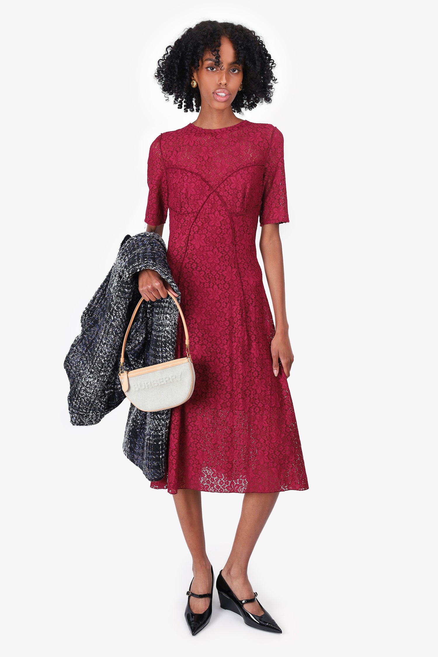 Nina Ricci Red Lace A-Line Midi Dress Size 38 – Mine & Yours