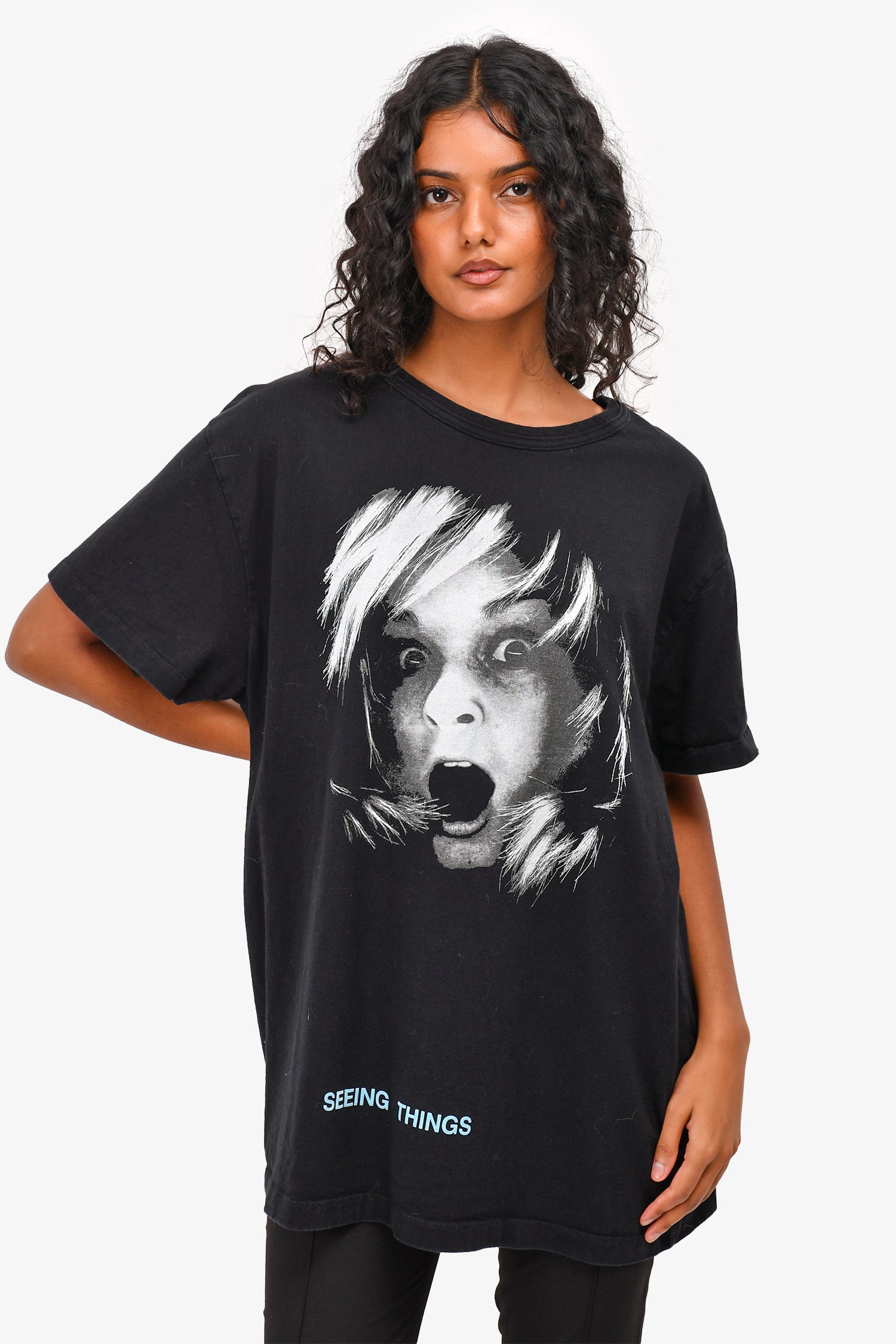 Off-White Black/Blue 'Seeing Things' T-Shirt Size S Mens