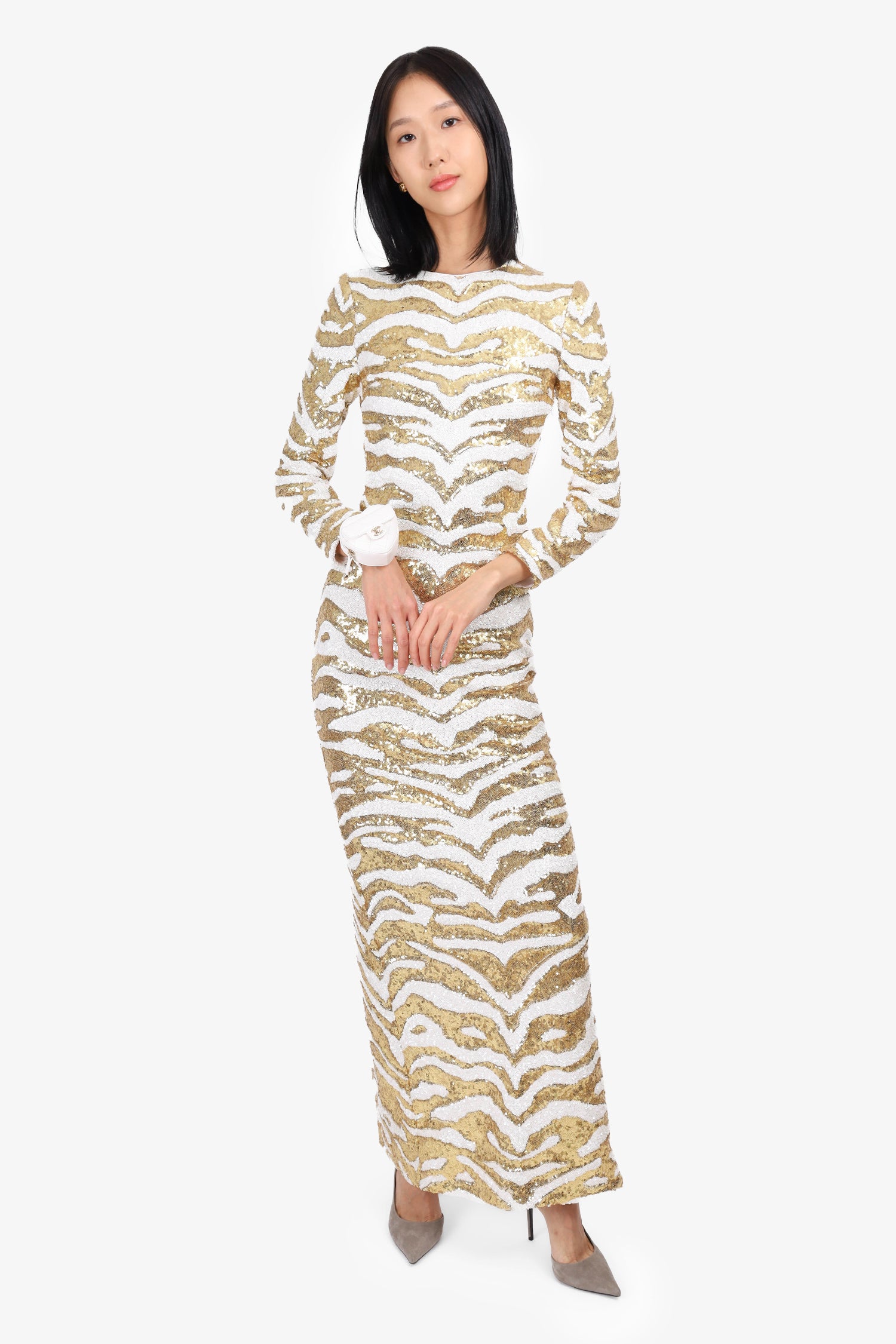 Sequin Tiger Puff Sleeve Dress main image 0