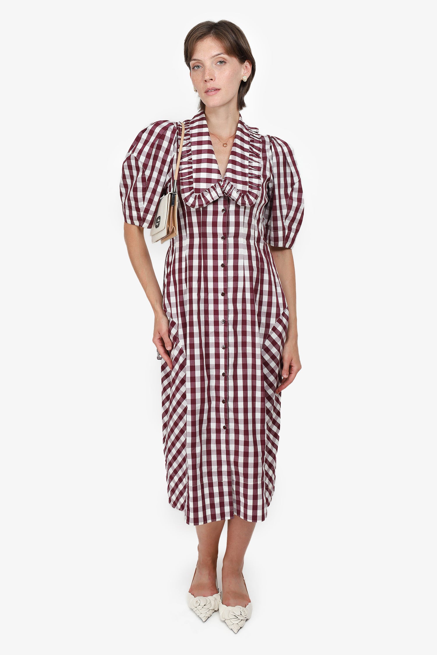 open lace back dress Lee Mathews Red/White Georgina Checked Cotton-Poplin Shirt Dress Size –  Mine & Yours