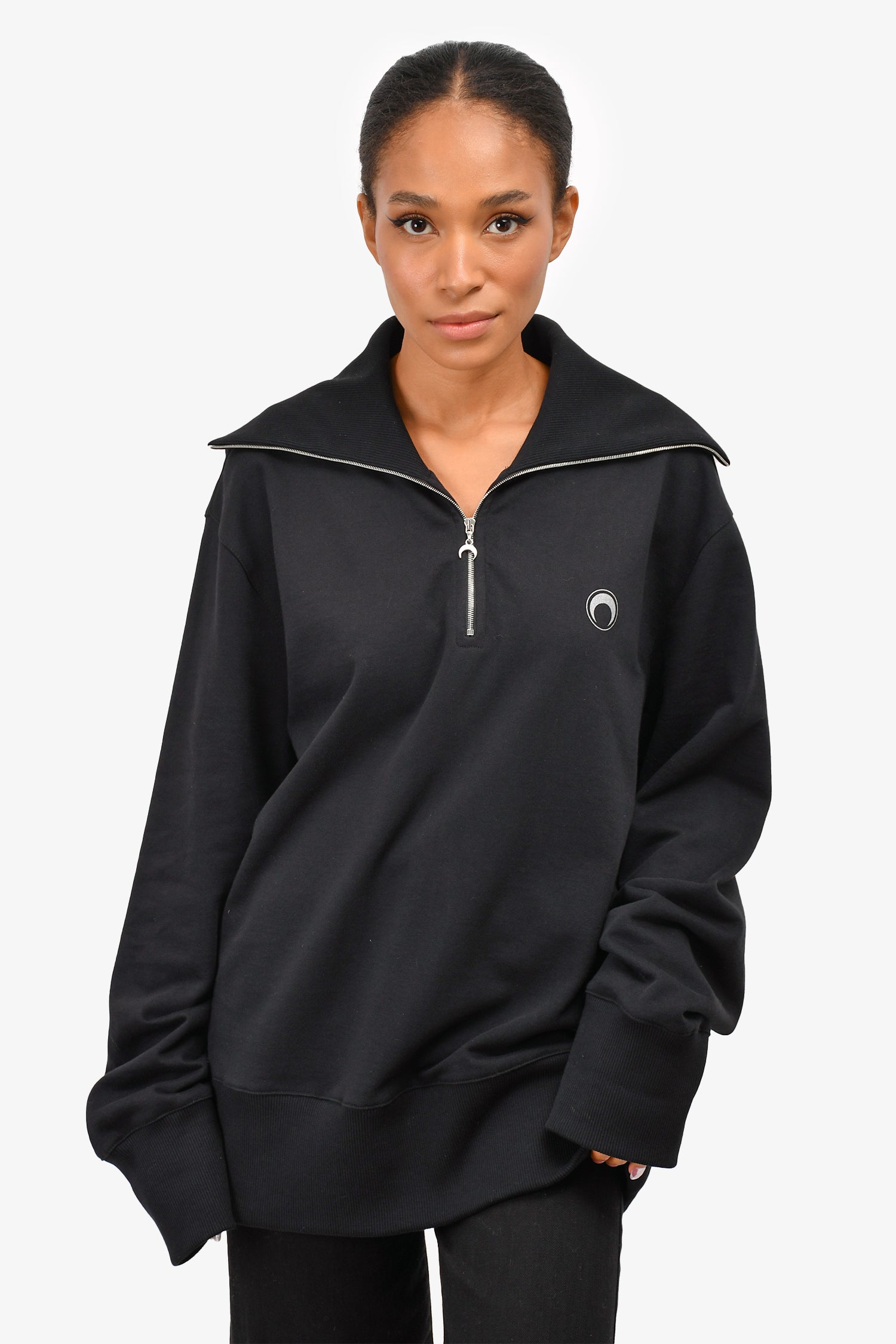 Marine Serre White Line Black Half-Zip Sweatshirt Size L – Mine