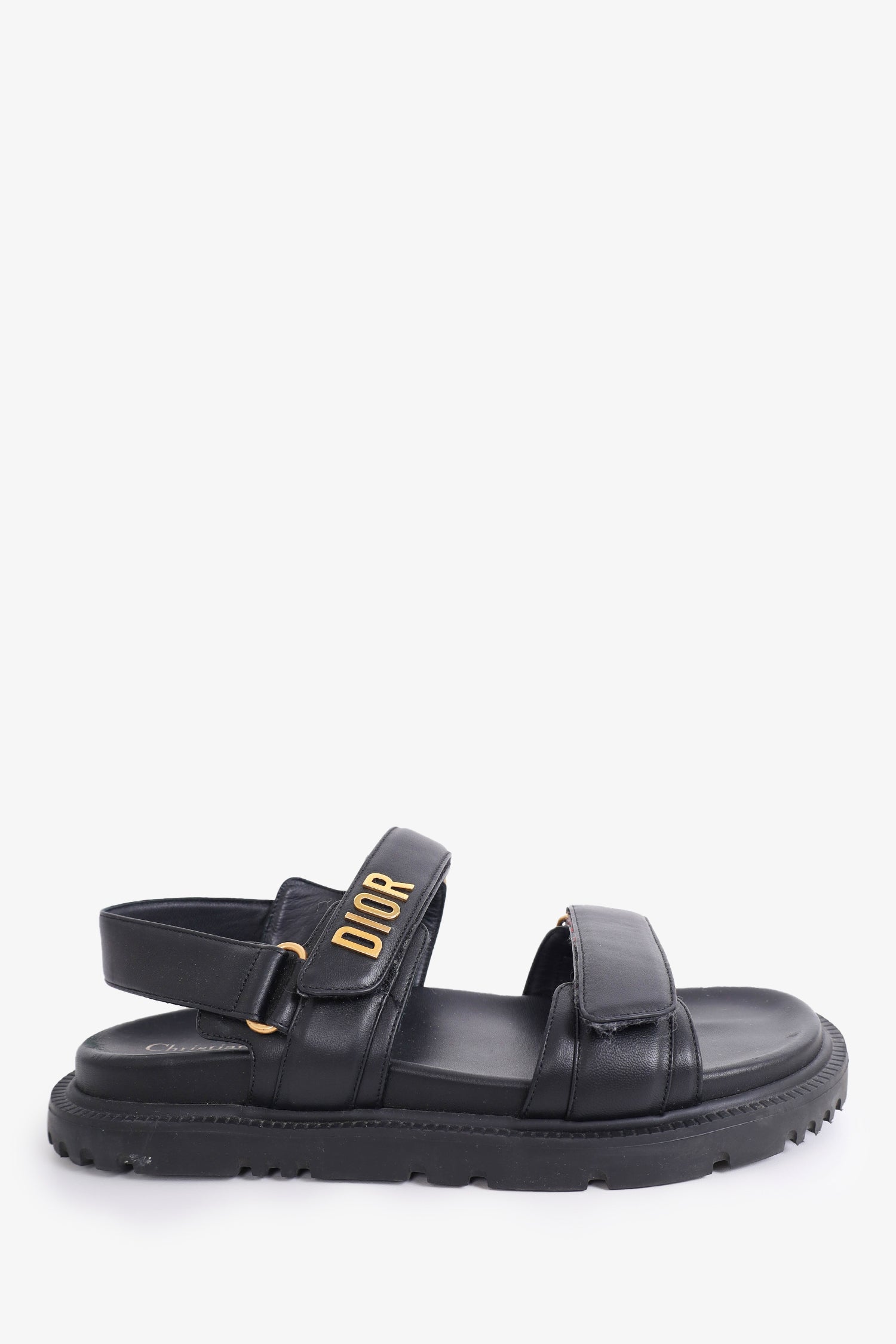 Christian Dior Black Leather Logo Sandals Size 40 – Mine & Yours