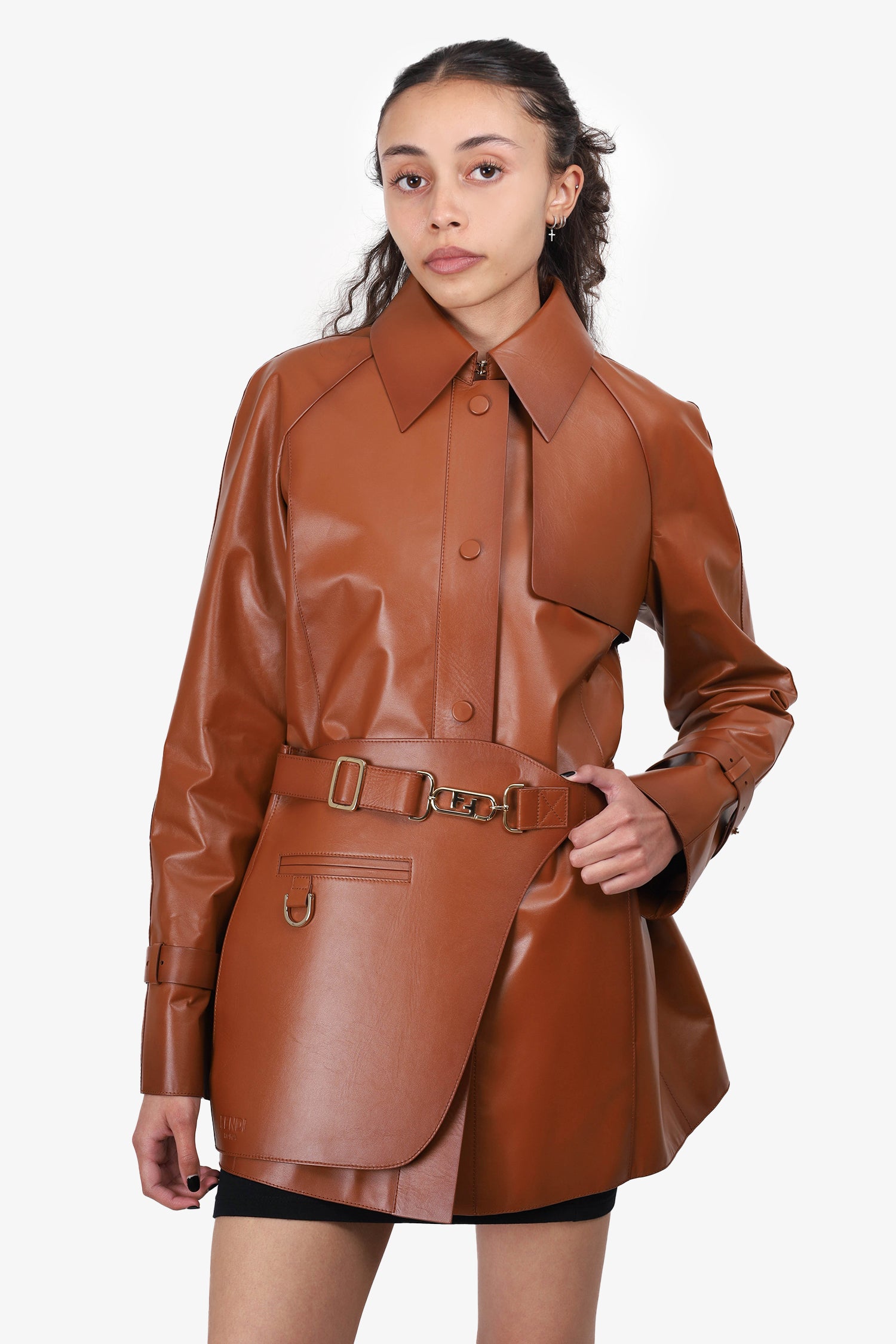 Fendi Brown Leather Belted Trench Jacket Size 40 – Mine & Yours