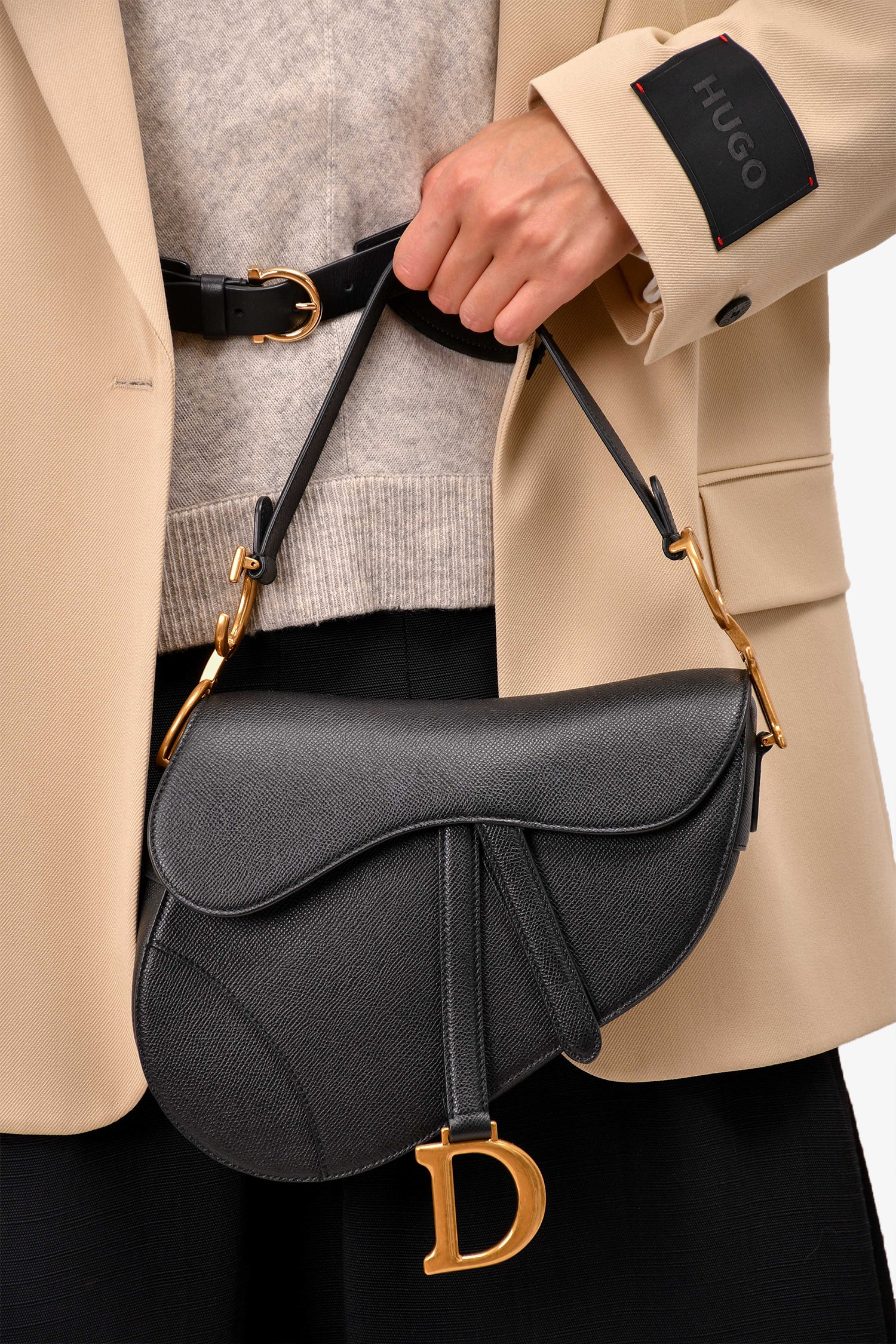 Christian Dior 2021 Black Grained Leather Saddle Bag – Mine & Yours