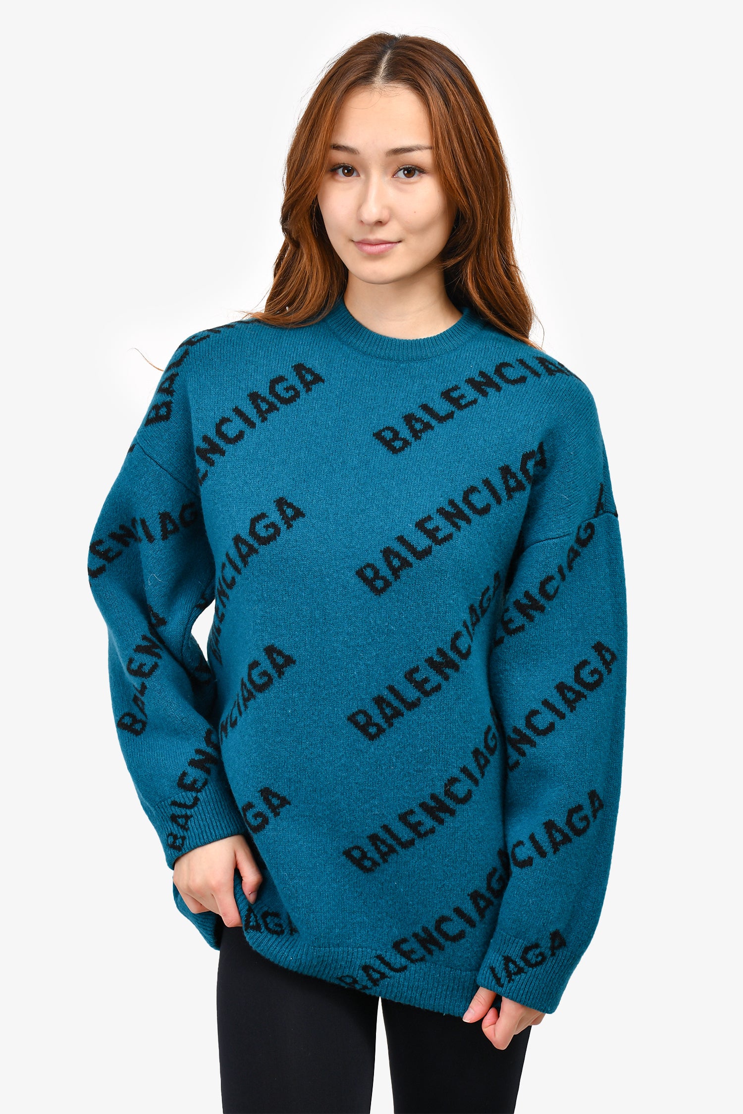 Knitted Sweaters Balenciaga Sweater Womens Green Green And Black