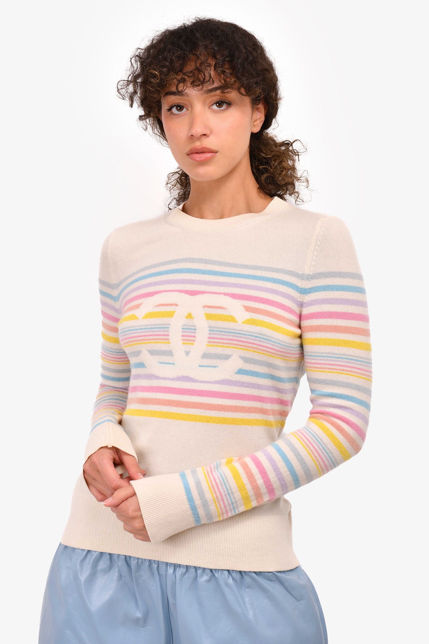 CHANEL Cashmere CC Logo La Pausa Hooded Oversized Sweater White main image 0