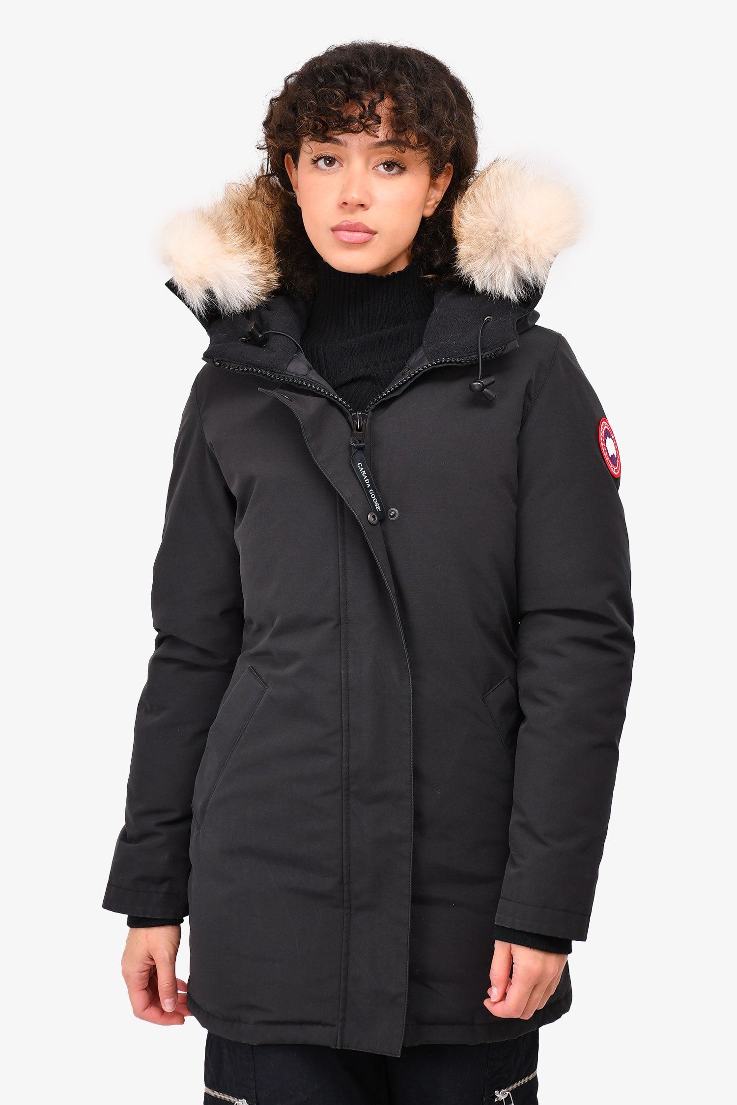 Canada Goose Black Down 'Victoria' Parka With Fur Trimmed Hood