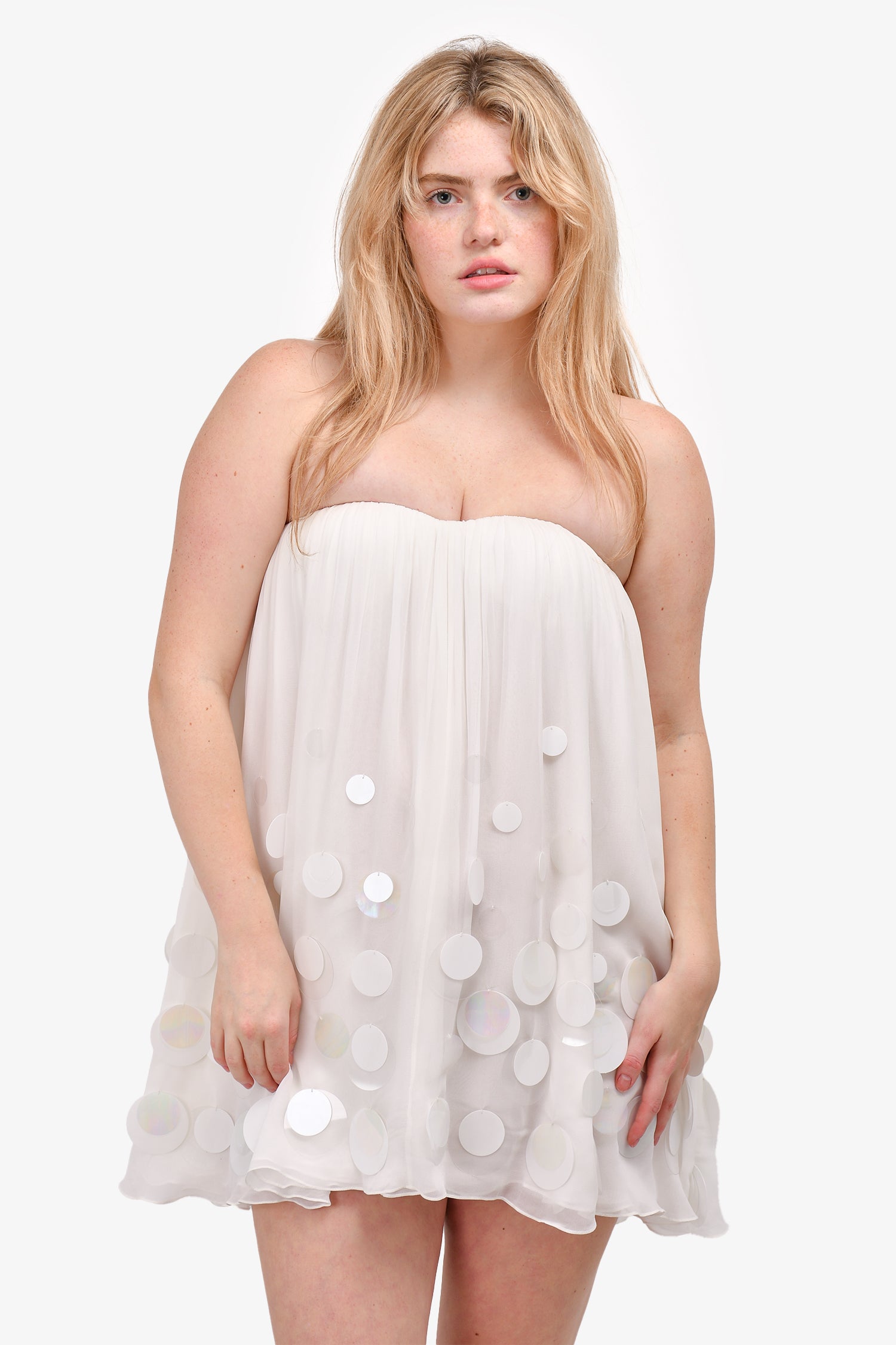 retrofete white sequin mini dress Retrofete White Strapless Sequin Mini Dress Size S – Mine & Yours