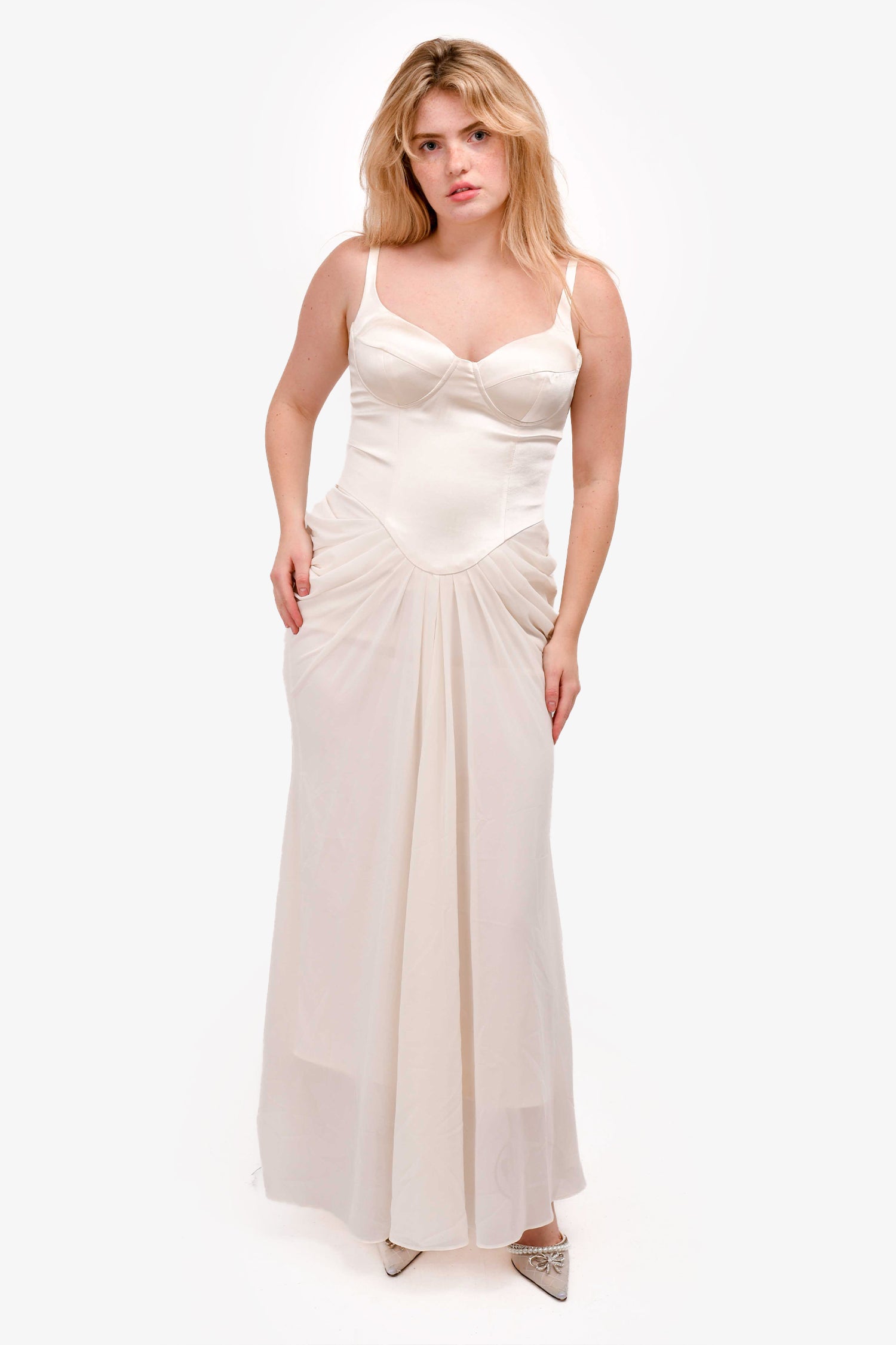 Meshki Ivory Satin Leila Corset Maxi Dress Size M – Mine & Yours