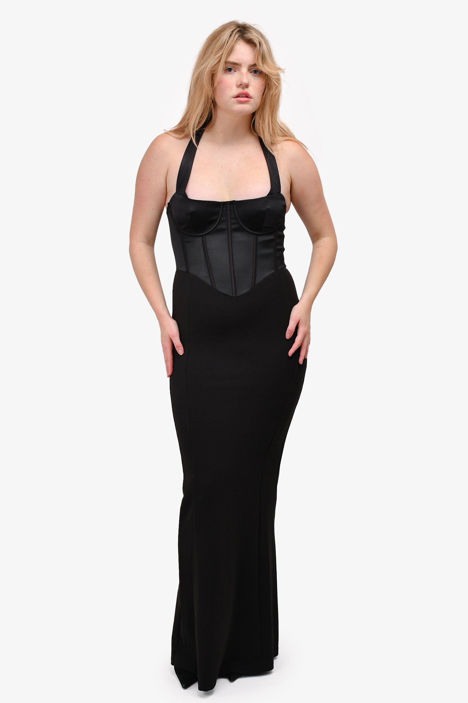 Meshki Black Corset Halter Maxi Dress Size S Mine & Yours Meshki Black Corset Halter Maxi Dress Size S Mine & Yours