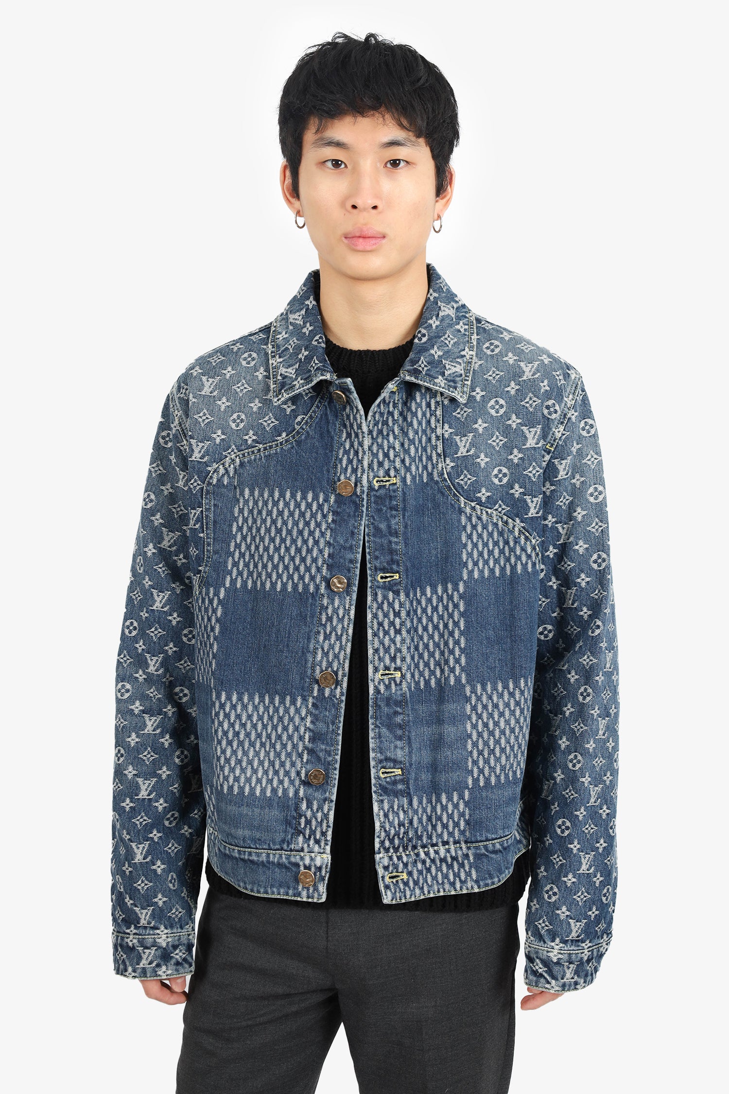 Louis Vuitton x Nigo 2020 Blue Damier Monogram Denim Jacket Size