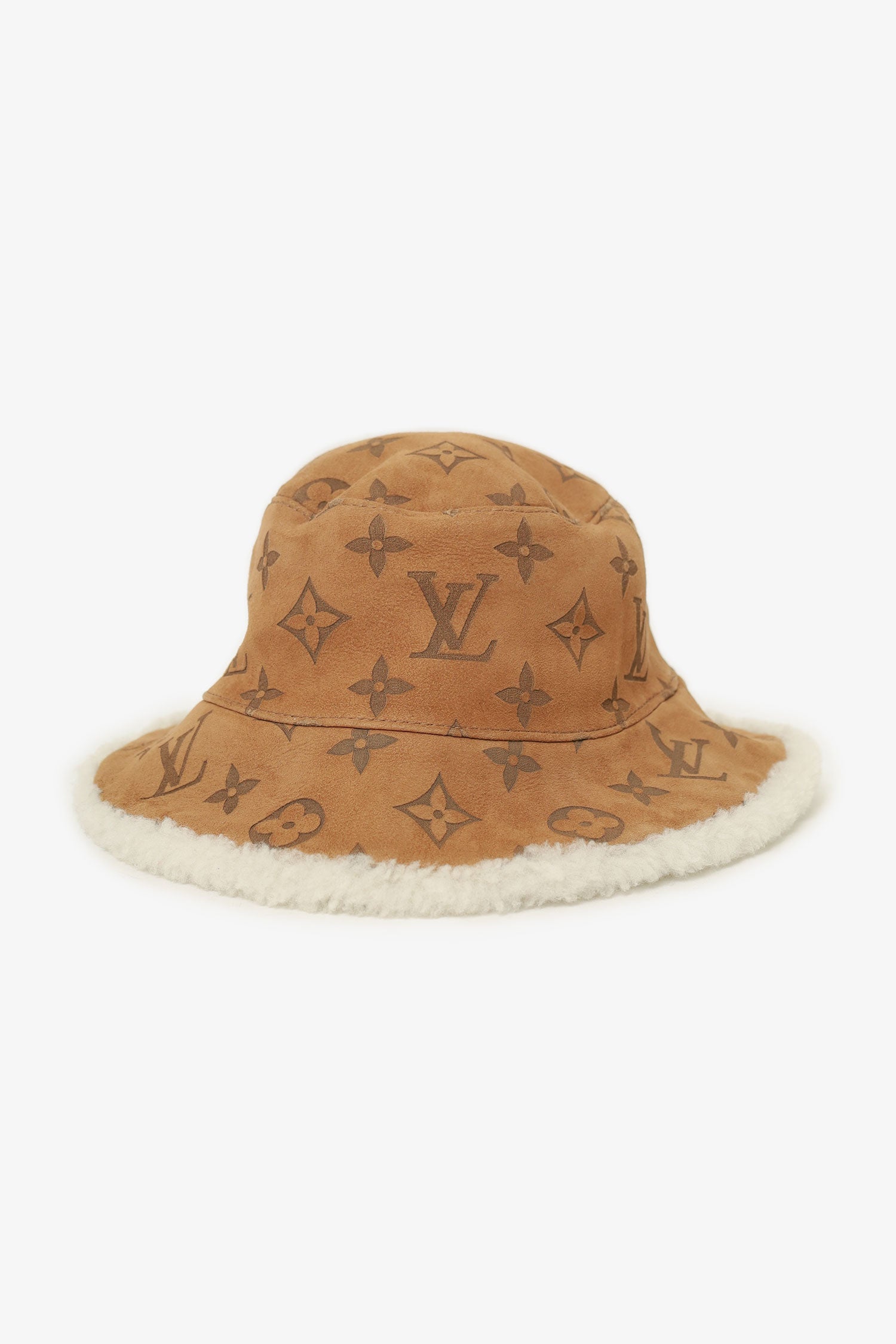 Louis Vuitton Brown/Cream Suede/Shearling Reversible Bucket  display picture 2