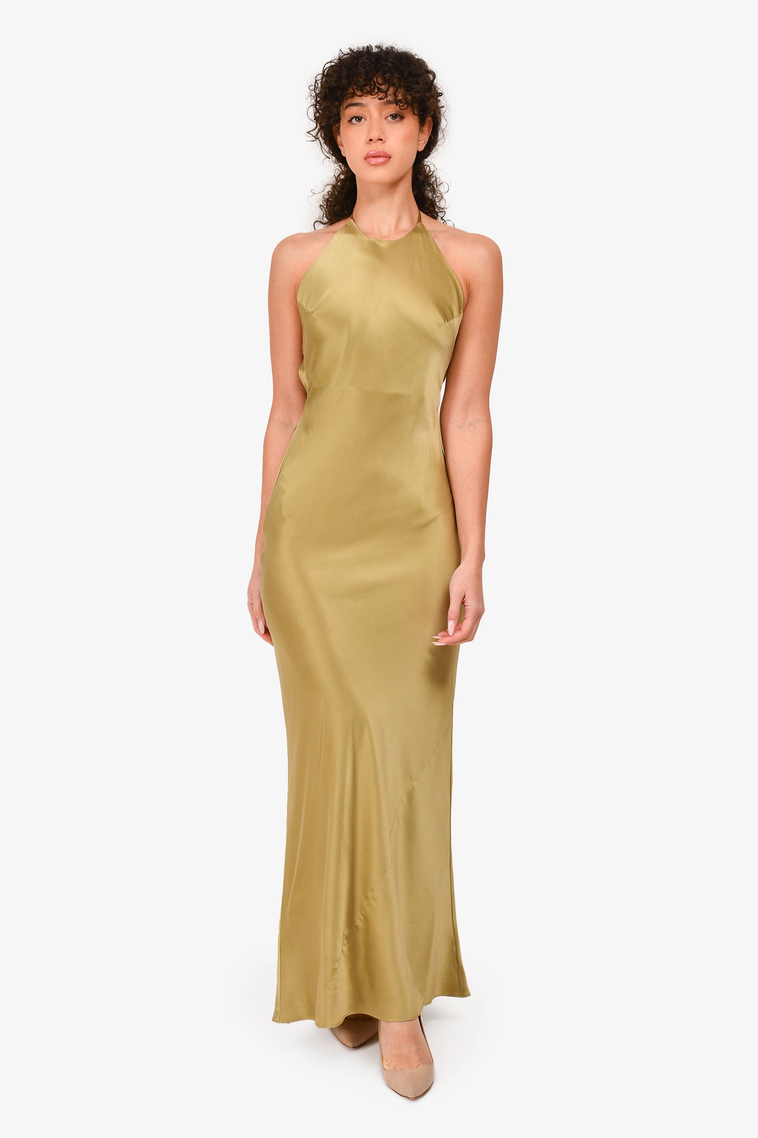 Reformation Olive Green Silk Maxi Dress Size XS  Mine & Yours