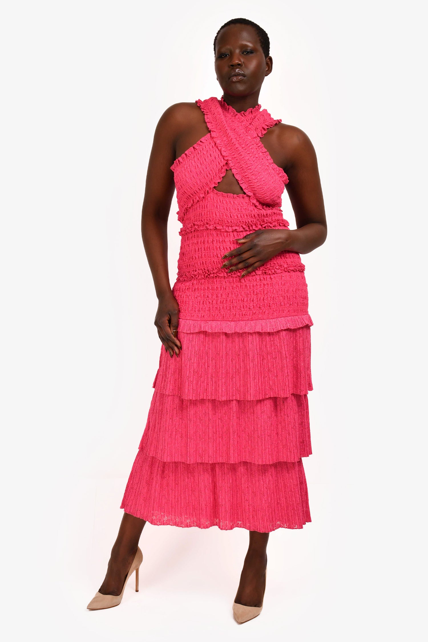 Saylor Pink 'Lin' Pleated Midi Dress Size L – Mine & Yours