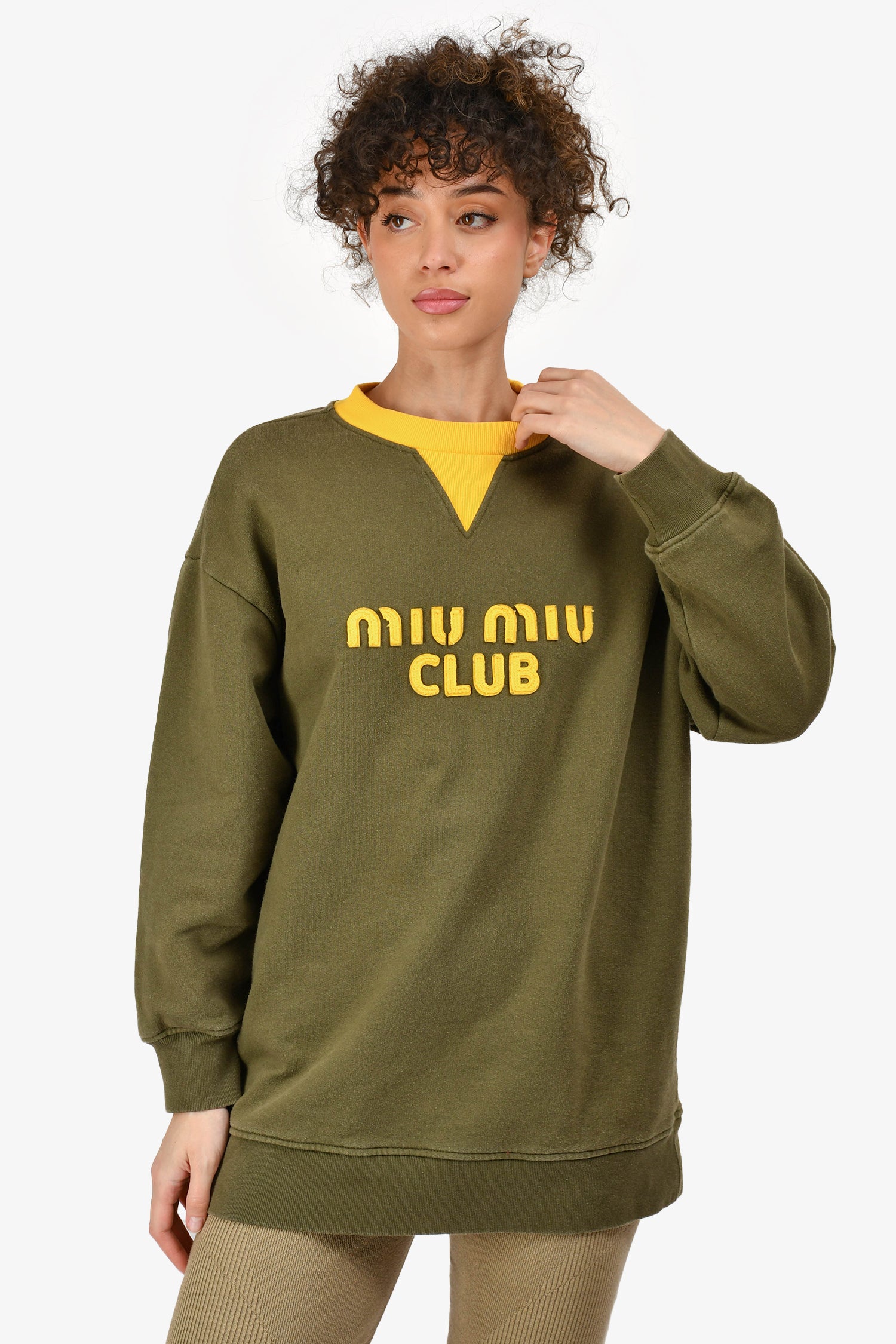Miu Miu 2023 Green/Yellow 'Miu Miu Club' Sweater Size S (As Is