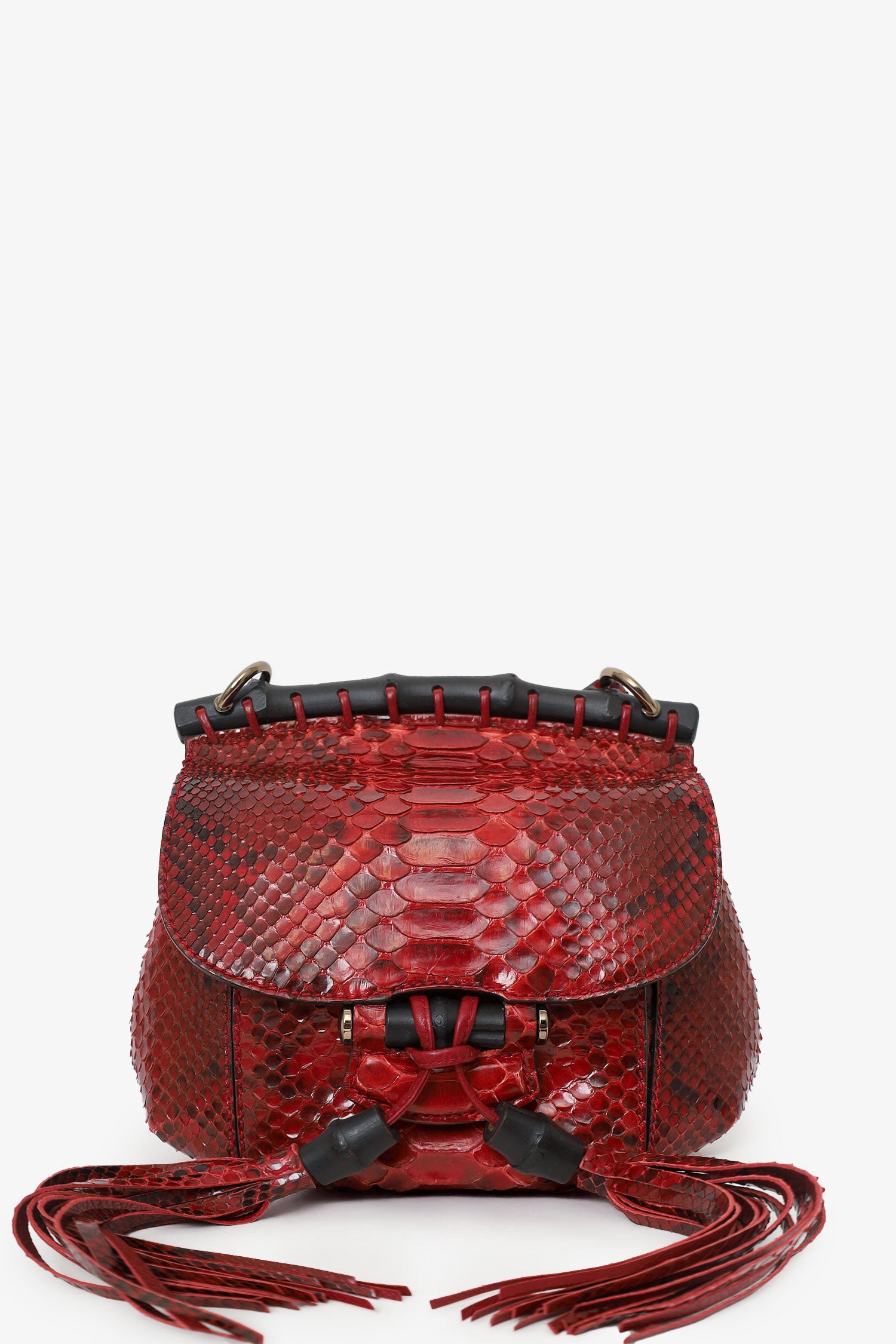 Gucci Red Python Small Nouveau Fringe Shoulder Bag – Mine & Yours
