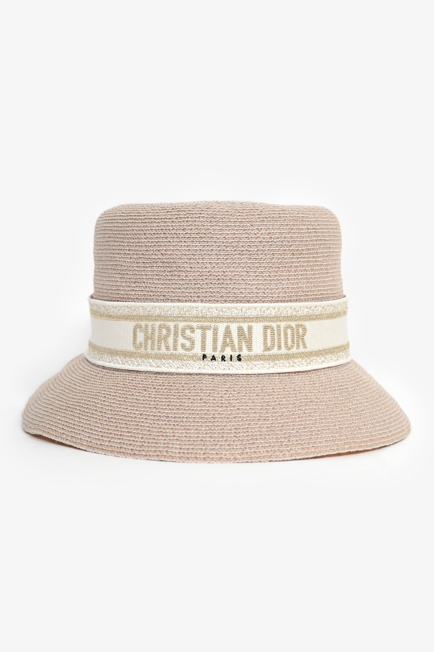 Christian Dior Beige/Gold Straw Logo Bucket Hat Size 57 – Mine & Yours