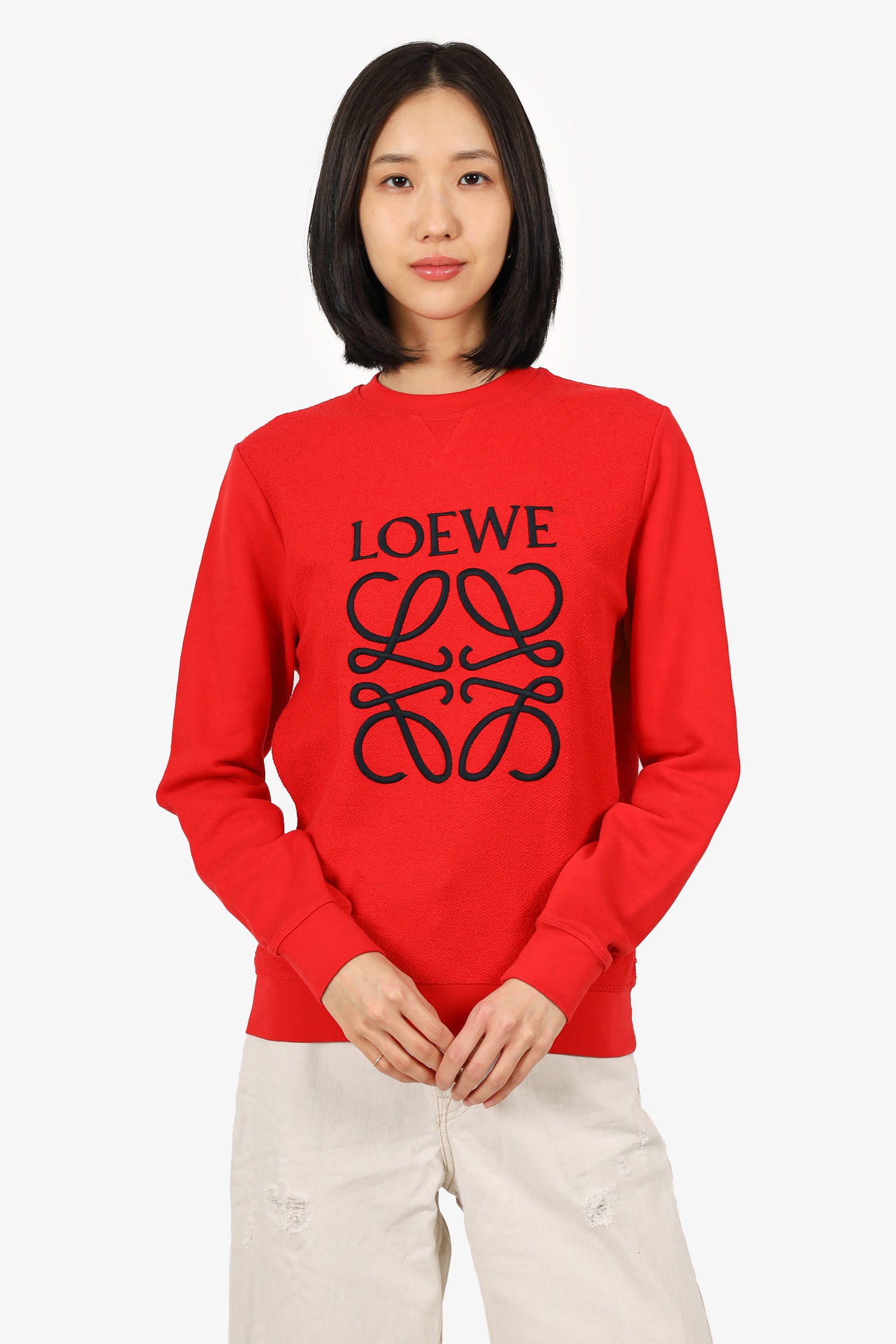 Loewe Red Cotton-terry Anagram Embroidered Sweatshirt Size X-Small
