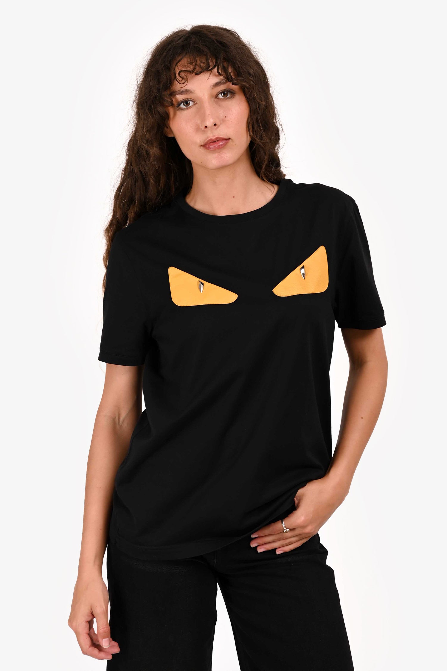 Fendi Black/Yellow Leather Monster T-Shirt Size 50 Mens – Mine & Yours
