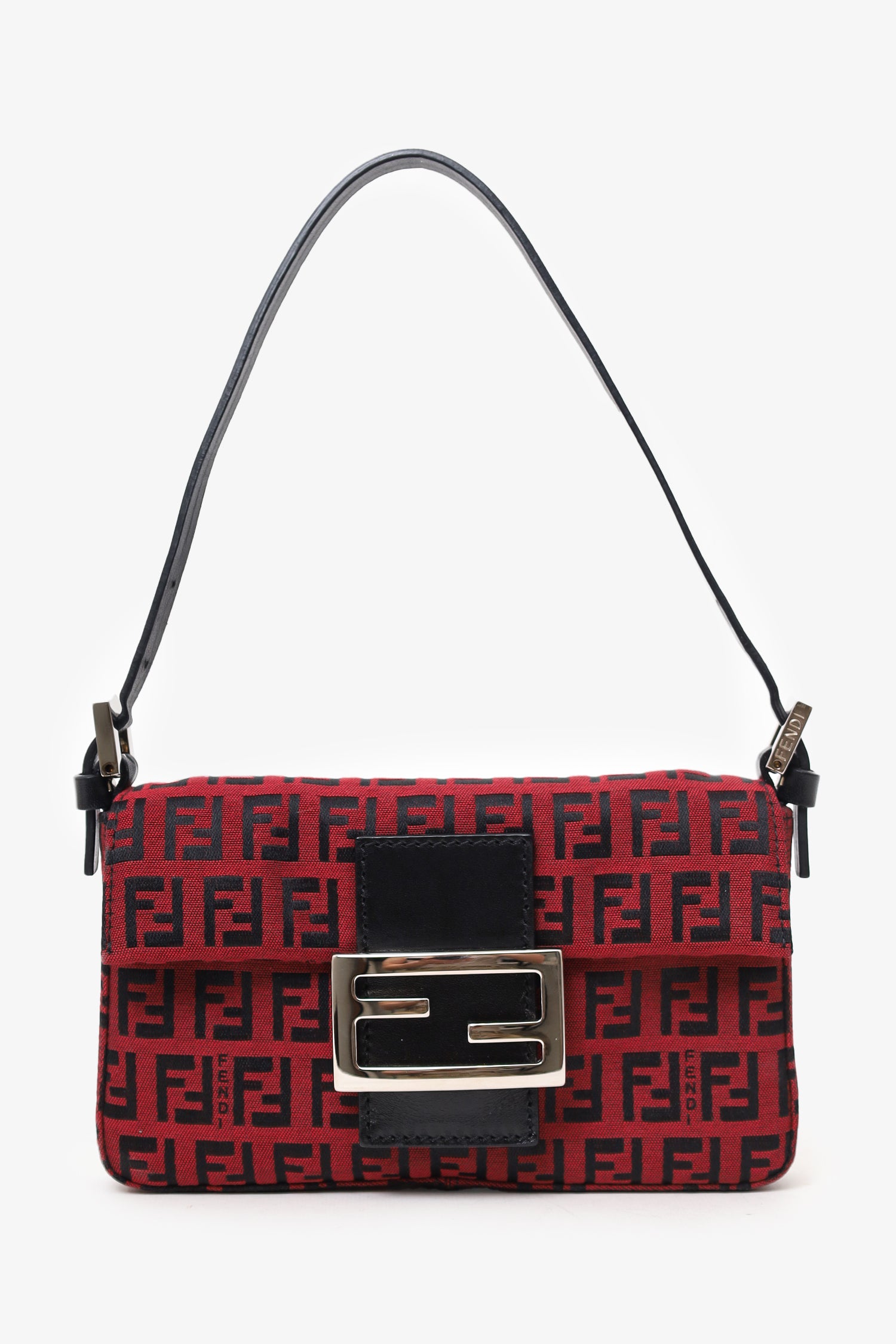 Fendi Black/Red Canvas Zucchino Baguette Shoulder Bag – Mine & Yours