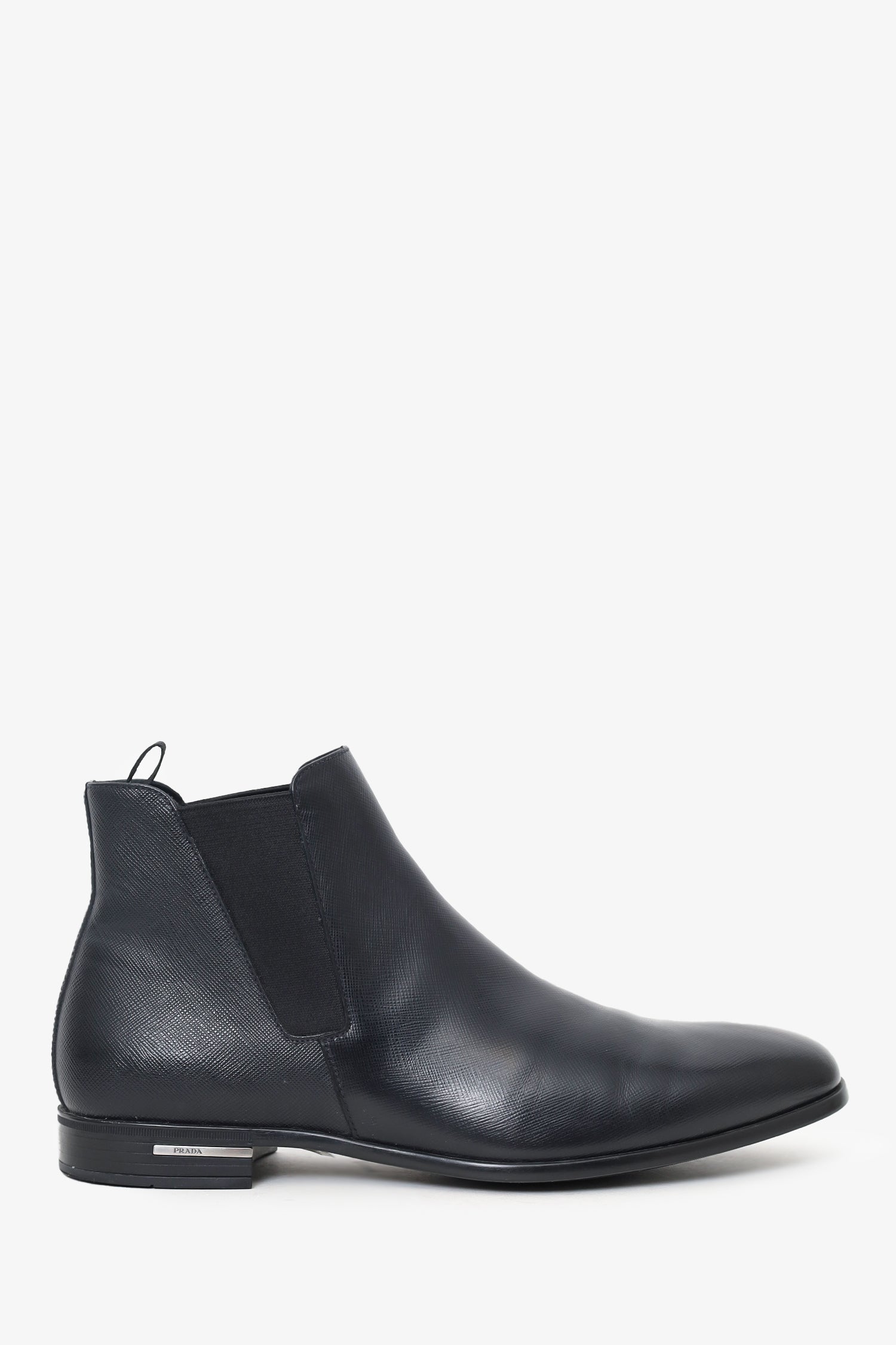 Prada Black Saffiano Leather Chelsea Boots Size 7 Mens 