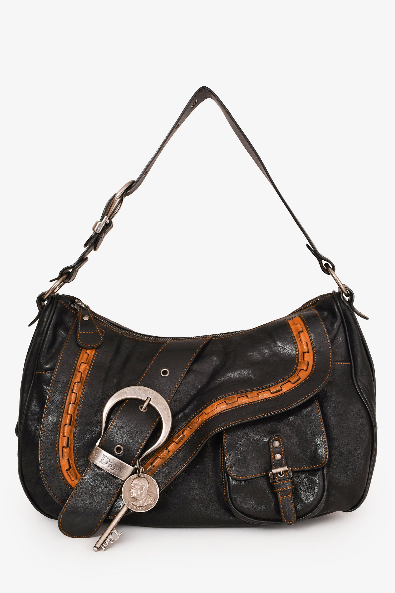 Dior galliano gaucho ゴッちょバッグ　bag Christian Dior Gaucho Saddle Bag Brown Leather One-Shoulder Bag