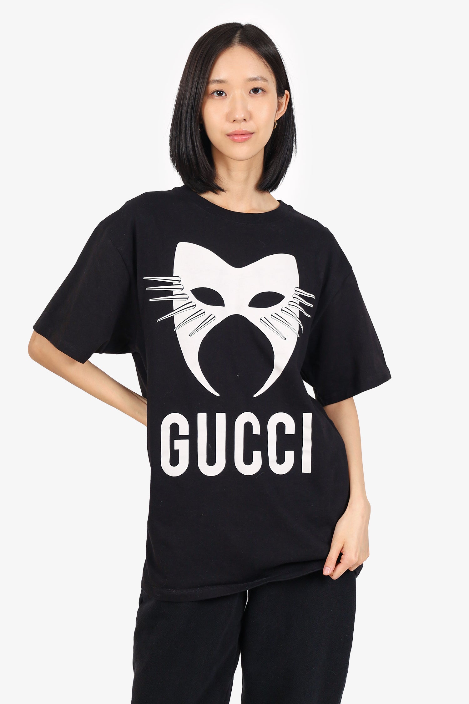 Gucci Black Cat Mask Print T-shirt Size L Mens – Mine & Yours