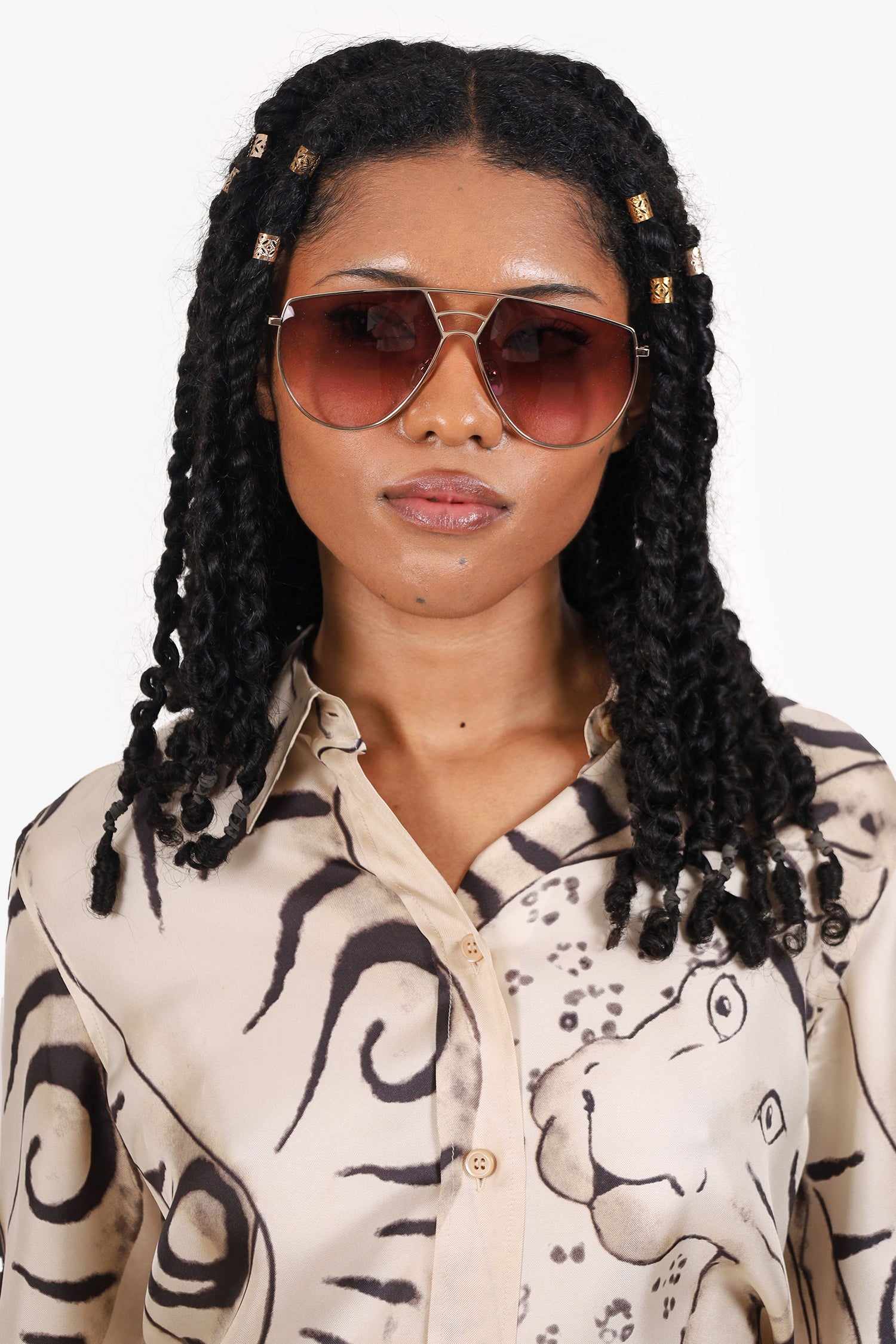 Chloe Gold Frame CE139S Rickey Aviator Sunglasses – Mine & Yours display picture 2