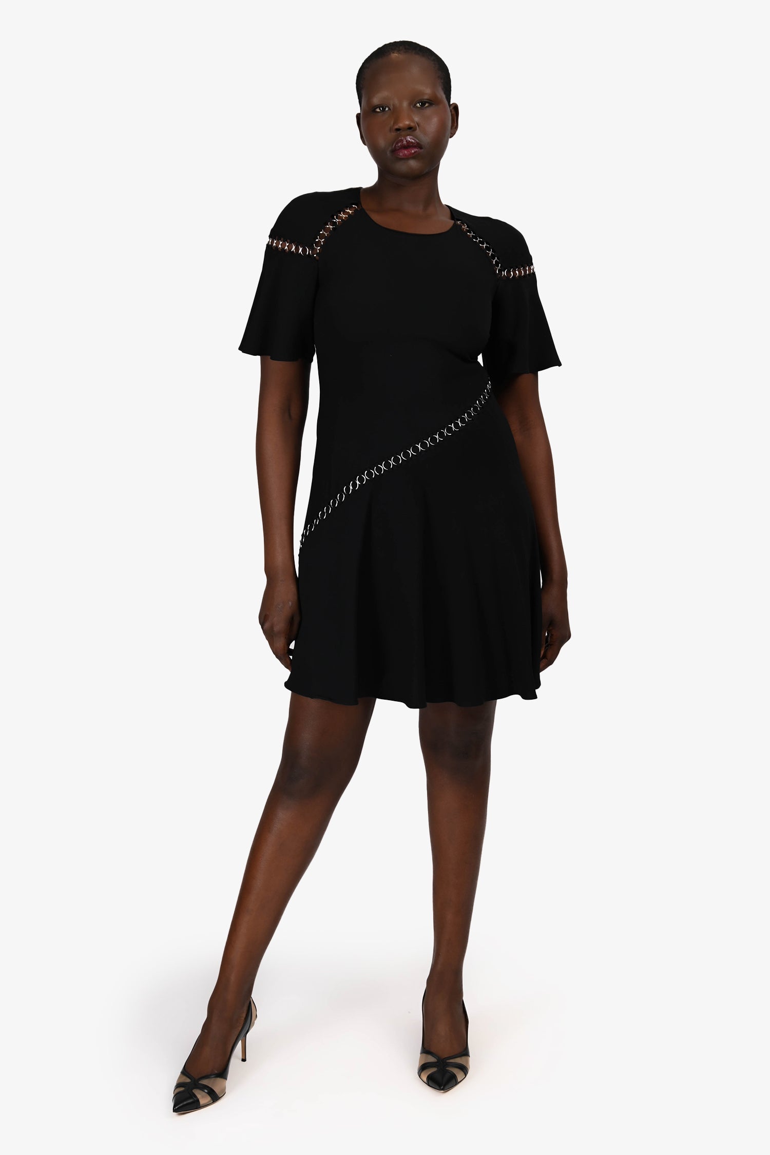 A.L.C. Black Eyelet Detail Short Sleeve Mini Dress Size 6 Mine & Yours A.L.C. Black Eyelet Detail Short Sleeve Mini Dress Size 6 Mine & Yours