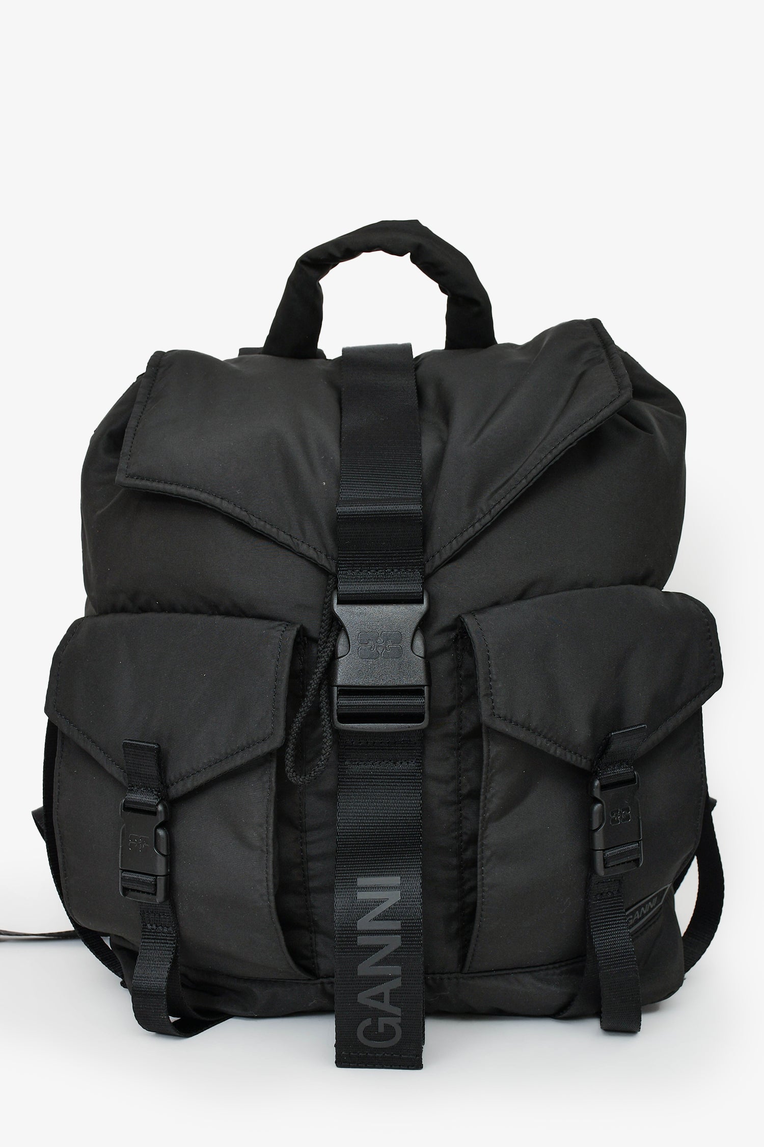 Ganni Black Recycled Tech Backpack – Mine & Yours Ganni Black Recycled Tech Backpack – Mine & Yours