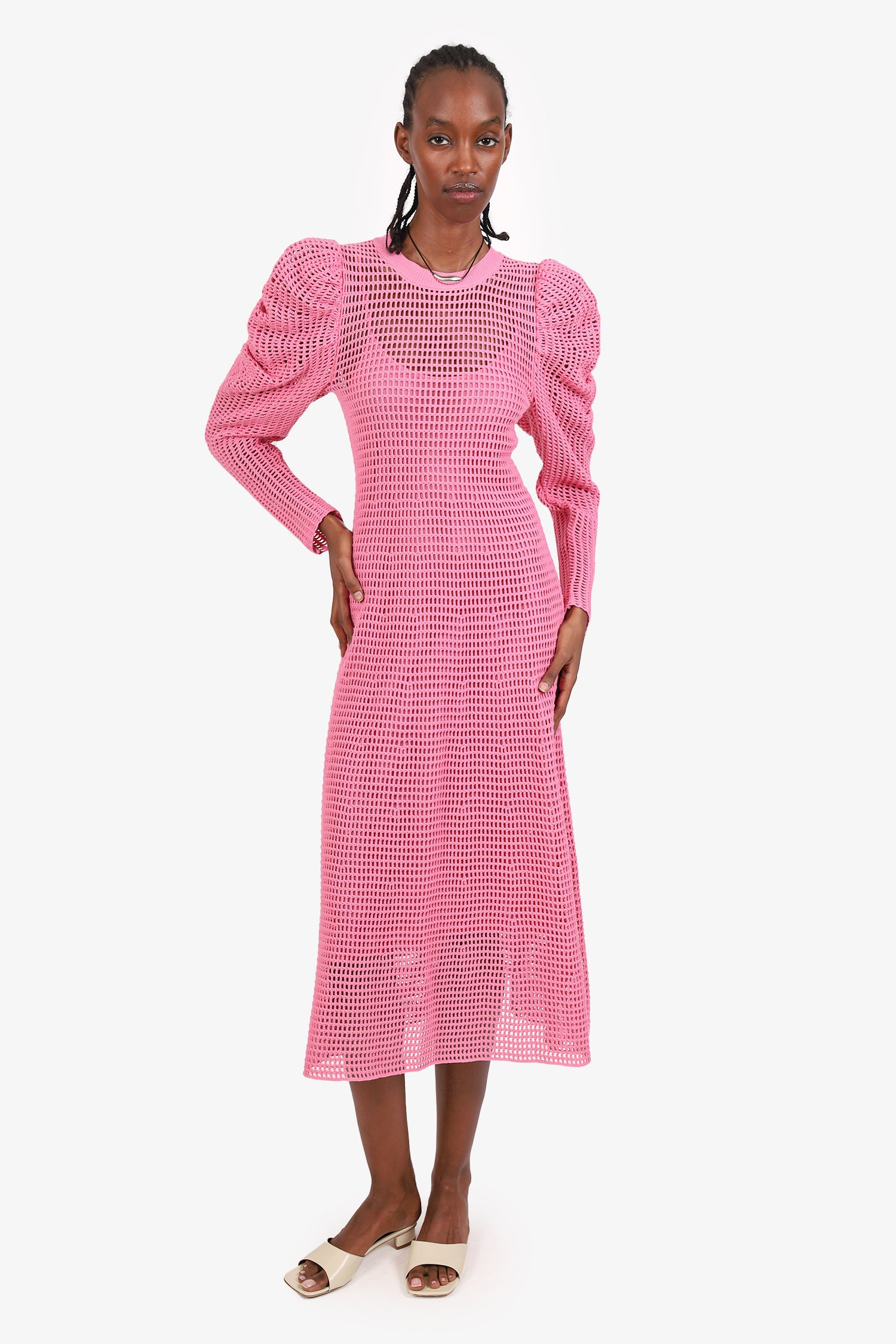 Ulla Johnson Pink Crochet Puff Sleeve Maxi Dress Size S – Mine & Yours