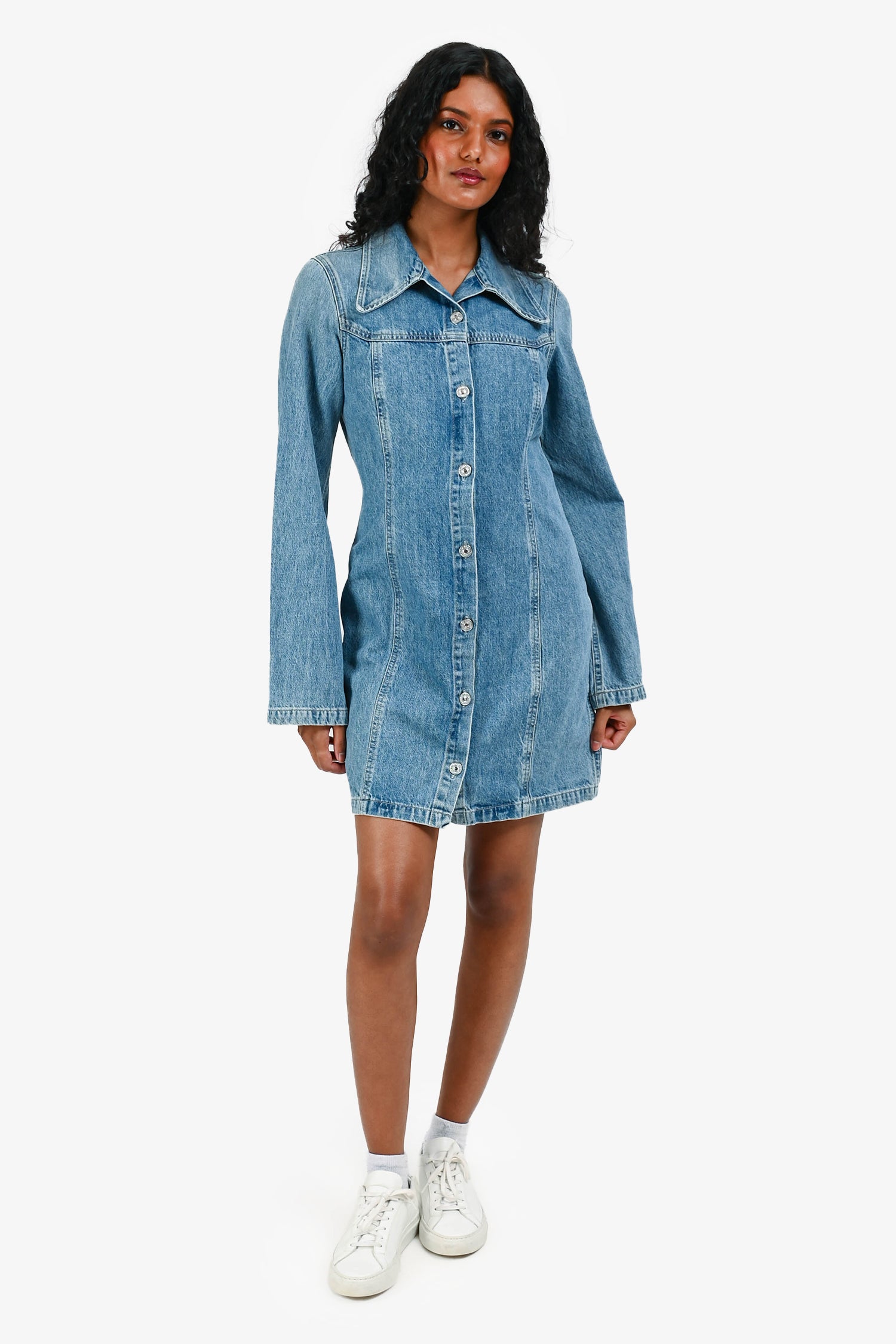 white christmas dresses Logan Button Up Midi Dress — Washed Denim main image 0
