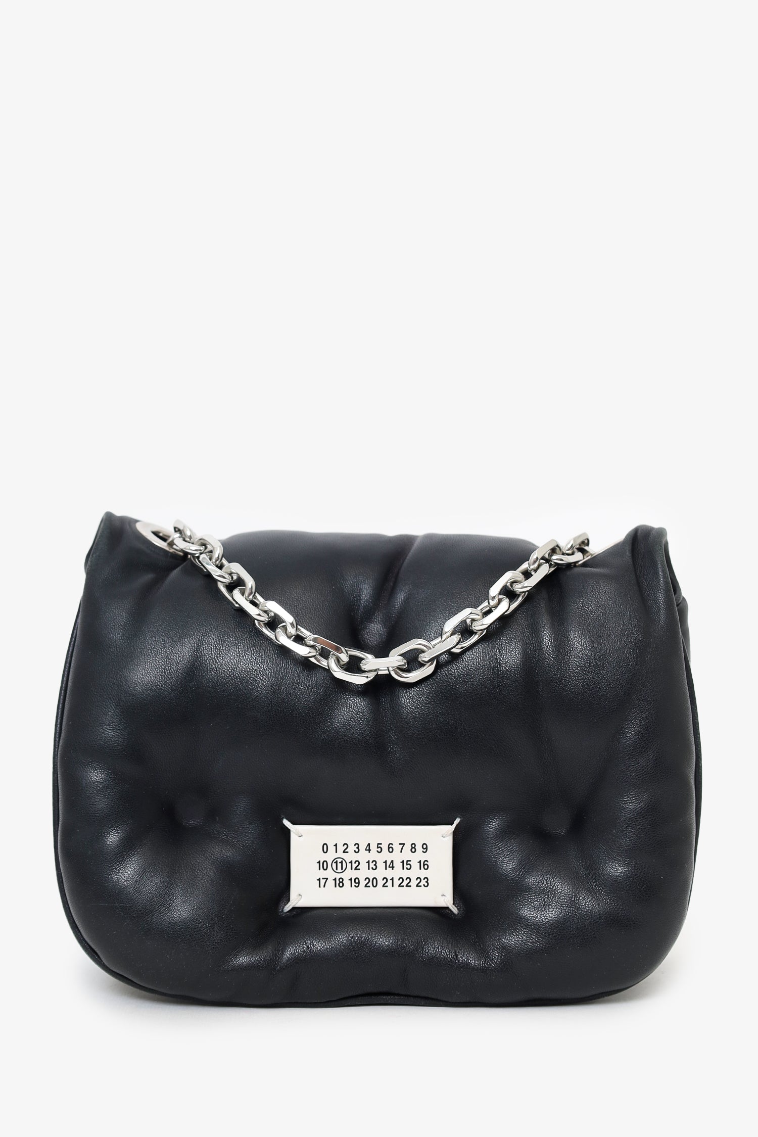 Maison Margiela Black Leather Glam Slam Mini Puffy Flap Bag – Mine