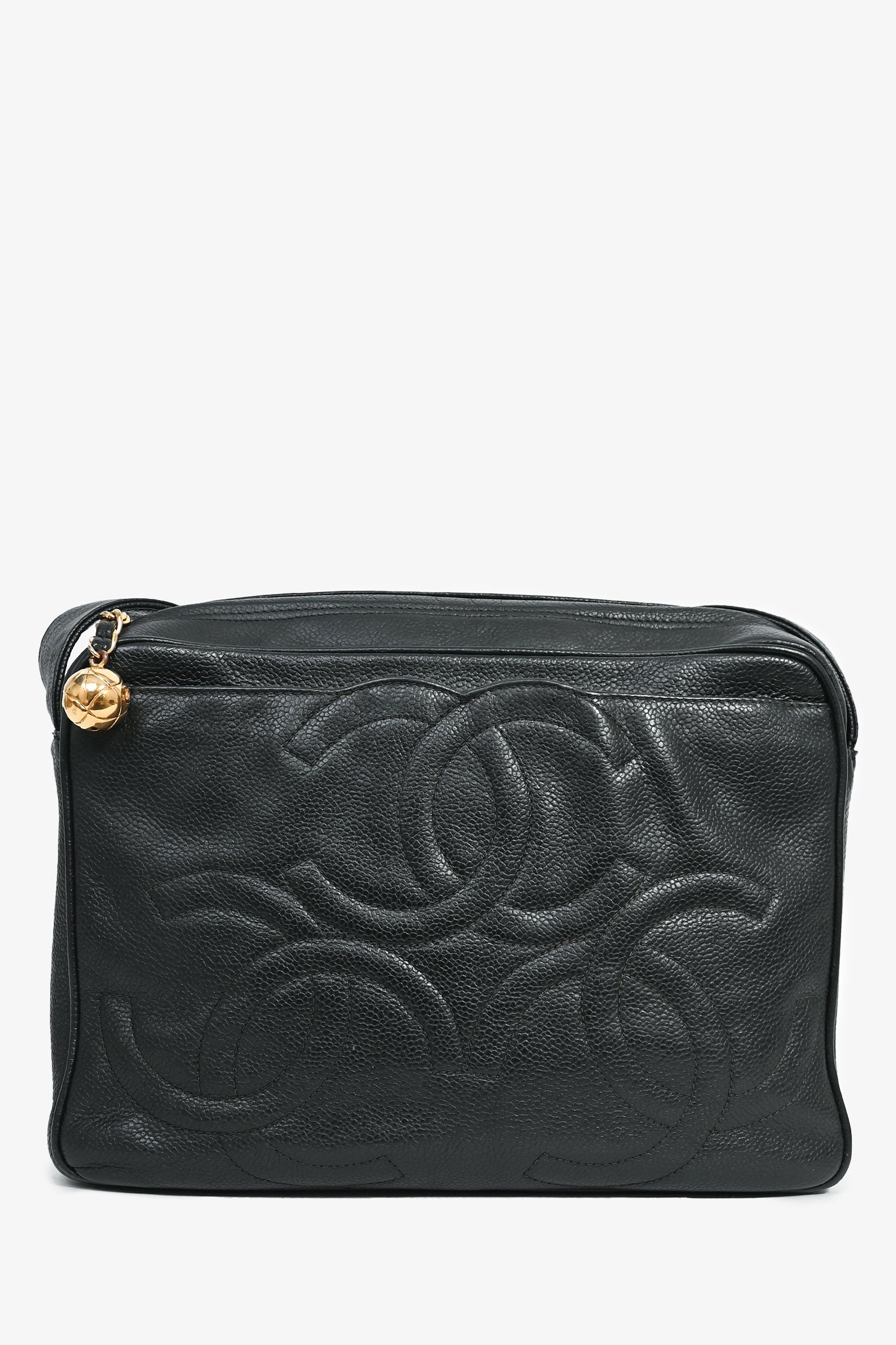Pre-Loved Chanel™ 1986-1988 Black Caviar Leather Triple CC Logo