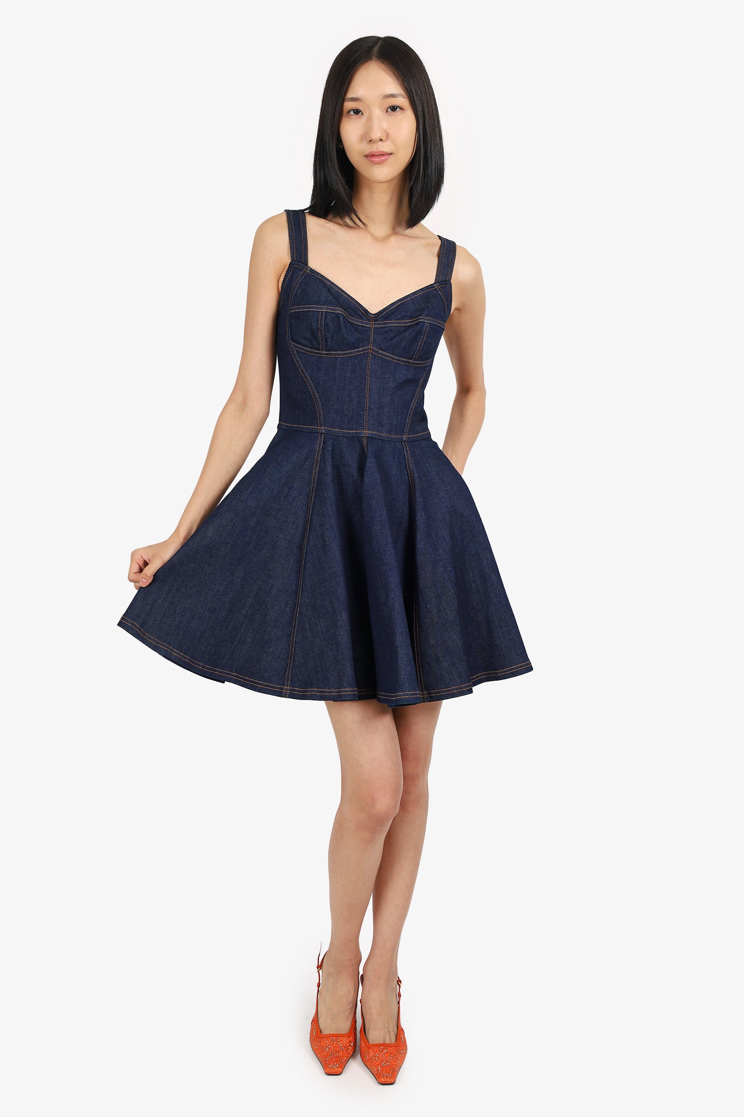 Dolce & Gabbana Denim Corset Mini Dress Size 42 – Mine & Yours
