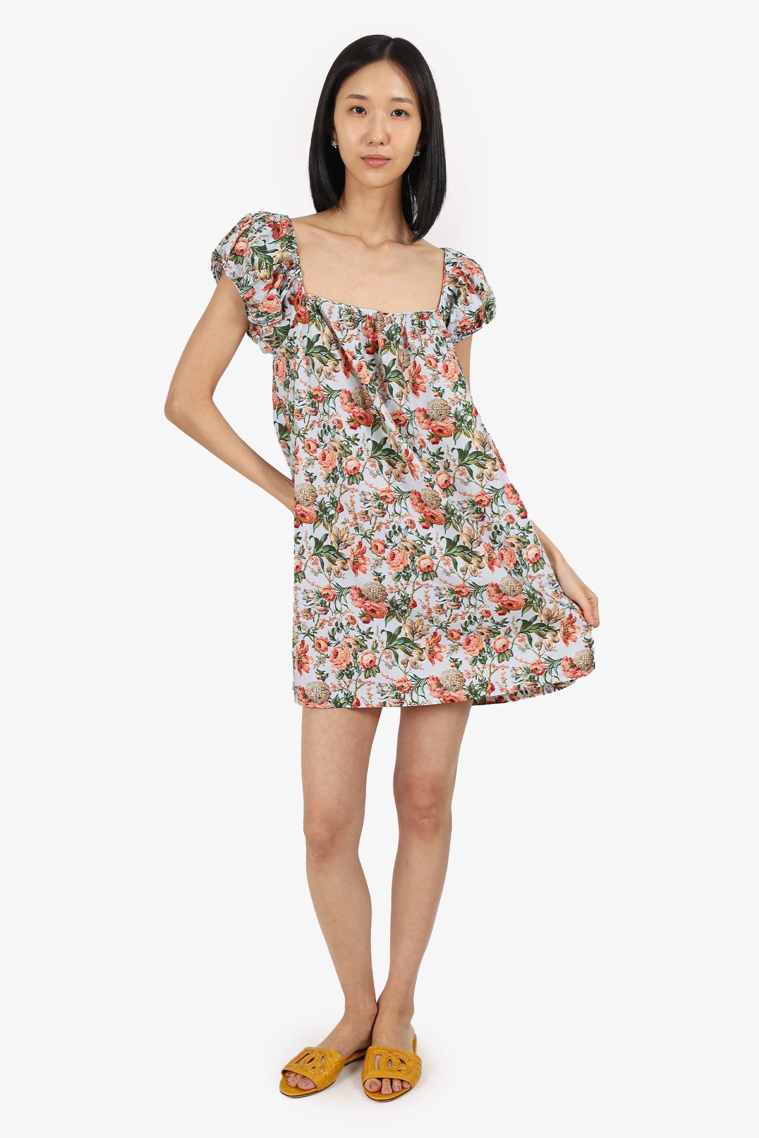 doen julie mini dress DÔEN Multicolor Julie Floral-print Cotton-poplin Mini Dress Size S – Mine &  Yours