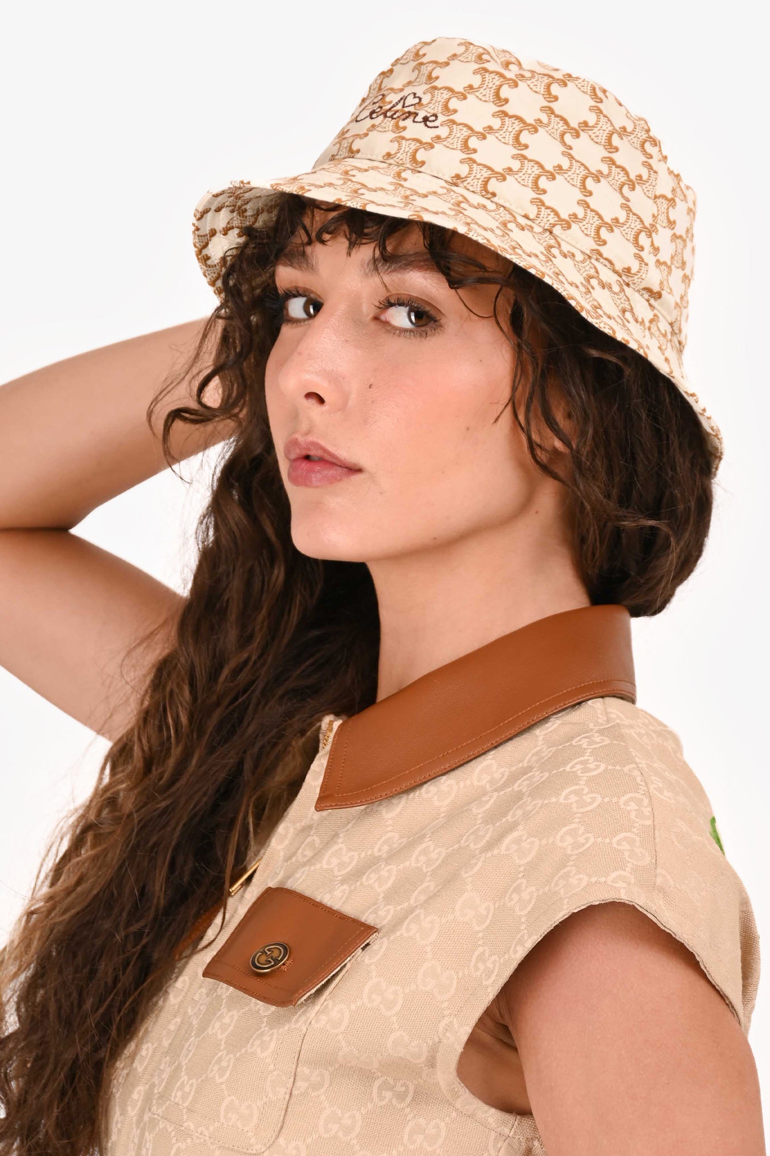 CELINE - White Beige Multi Cotton Hat triomphe baseball cap in cotton - GREIGE | CELINE main image 2