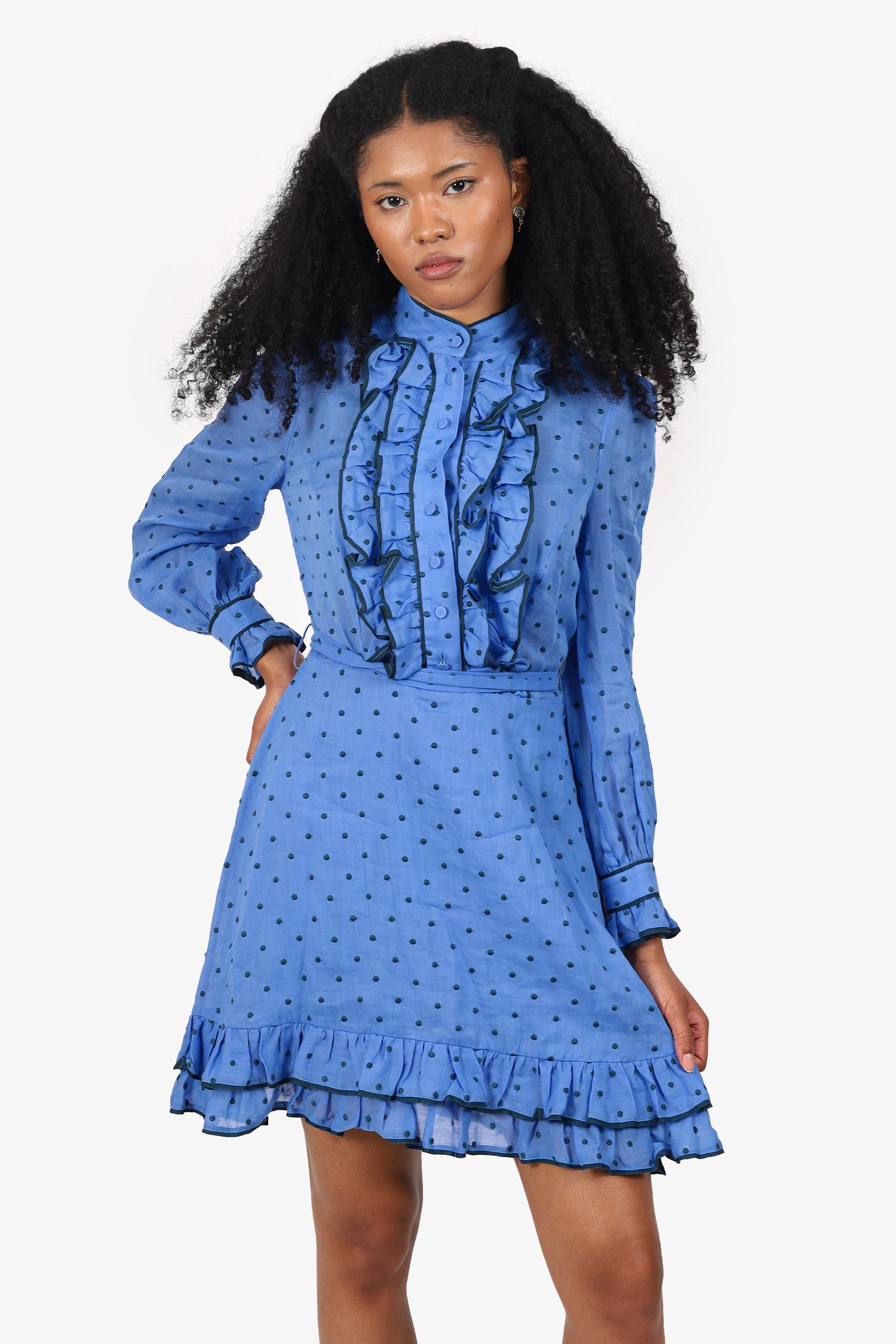 zimmermann blue dress long sleeve Zimmermann Blue Embroidered Polka-Dot Long Sleeve Dress Size 1 – Mine &  Yours