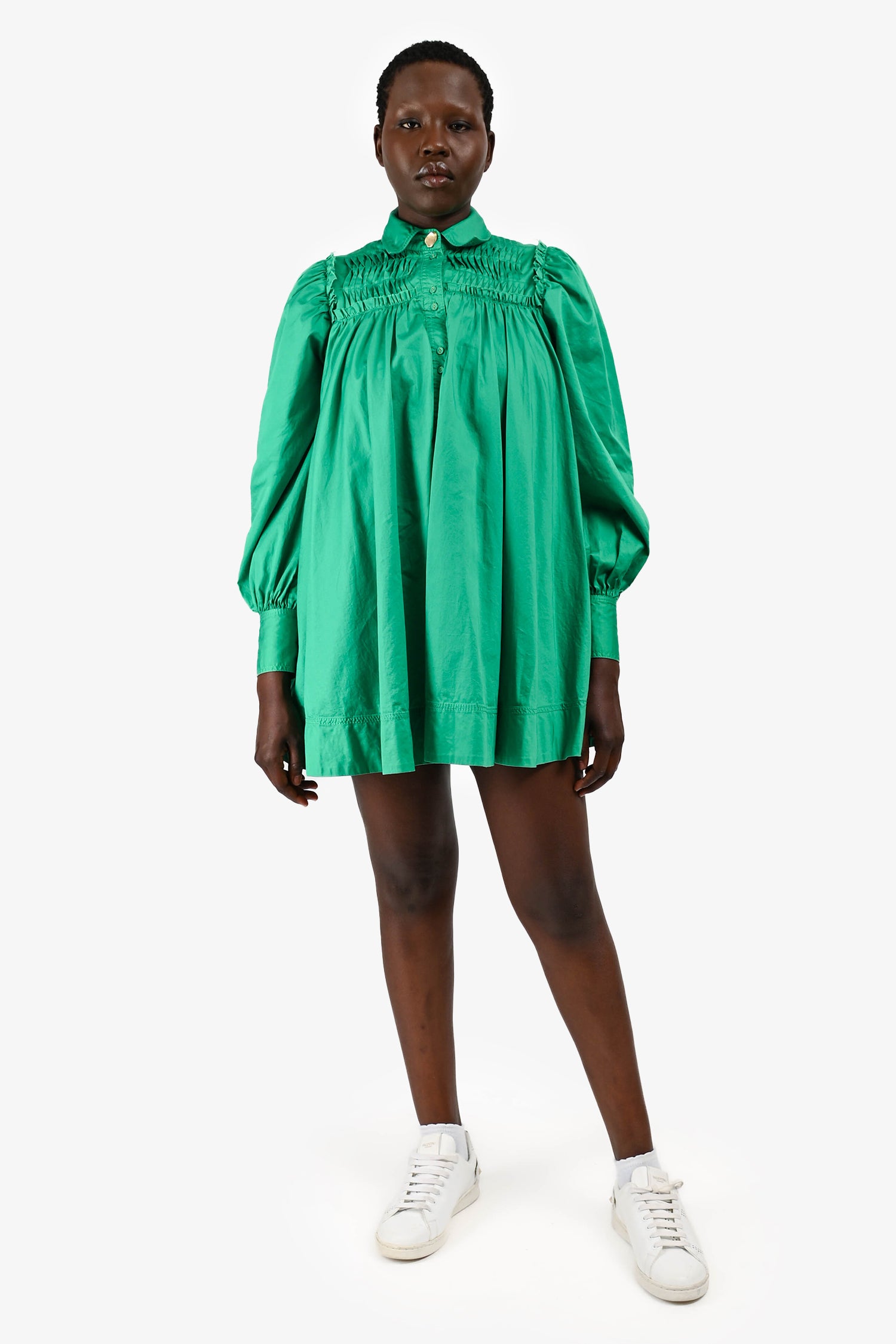 Aje Green Cotton Long Sleeve Ruffle Mini Dress Size 8 Mine & Yours Aje Green Cotton Long Sleeve Ruffle Mini Dress Size 8 Mine & Yours