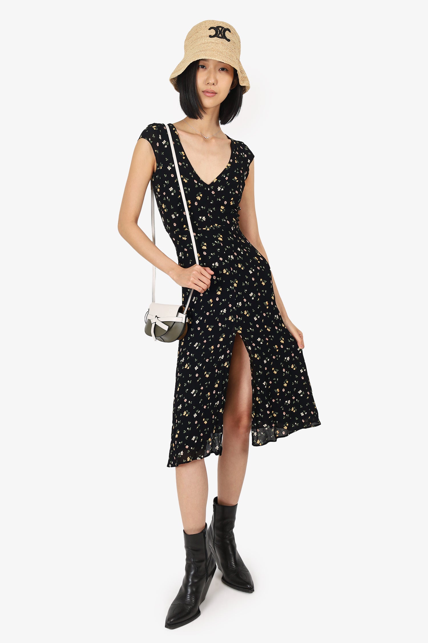 mini ganni dress Crinkled Georgette Mini Dress in Black – SVRN