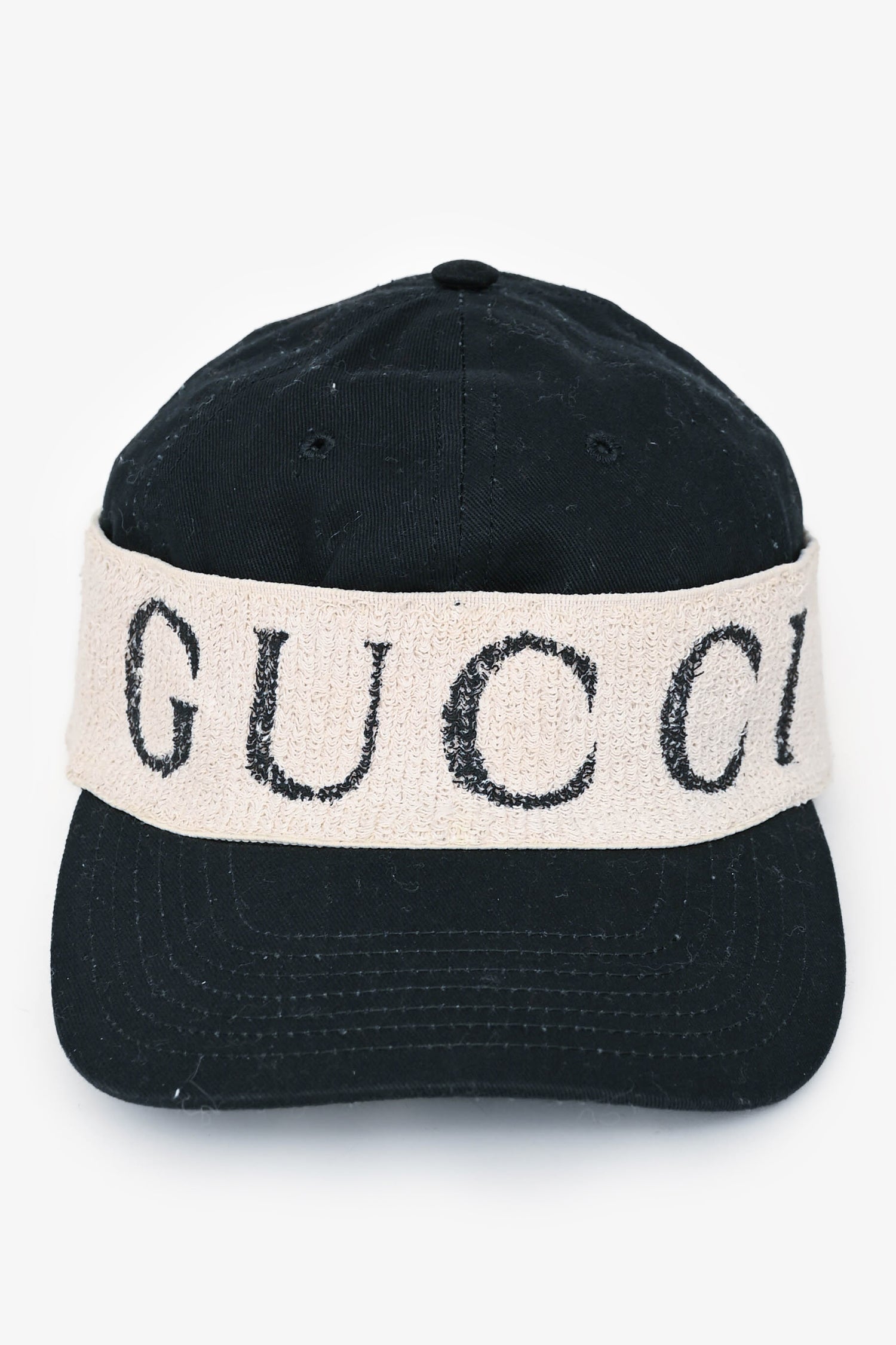 Gucci Black Logo on Cream Headband Gucci Gabardine Gucci Headband Baseball Hat L Black 1850900  main image 4