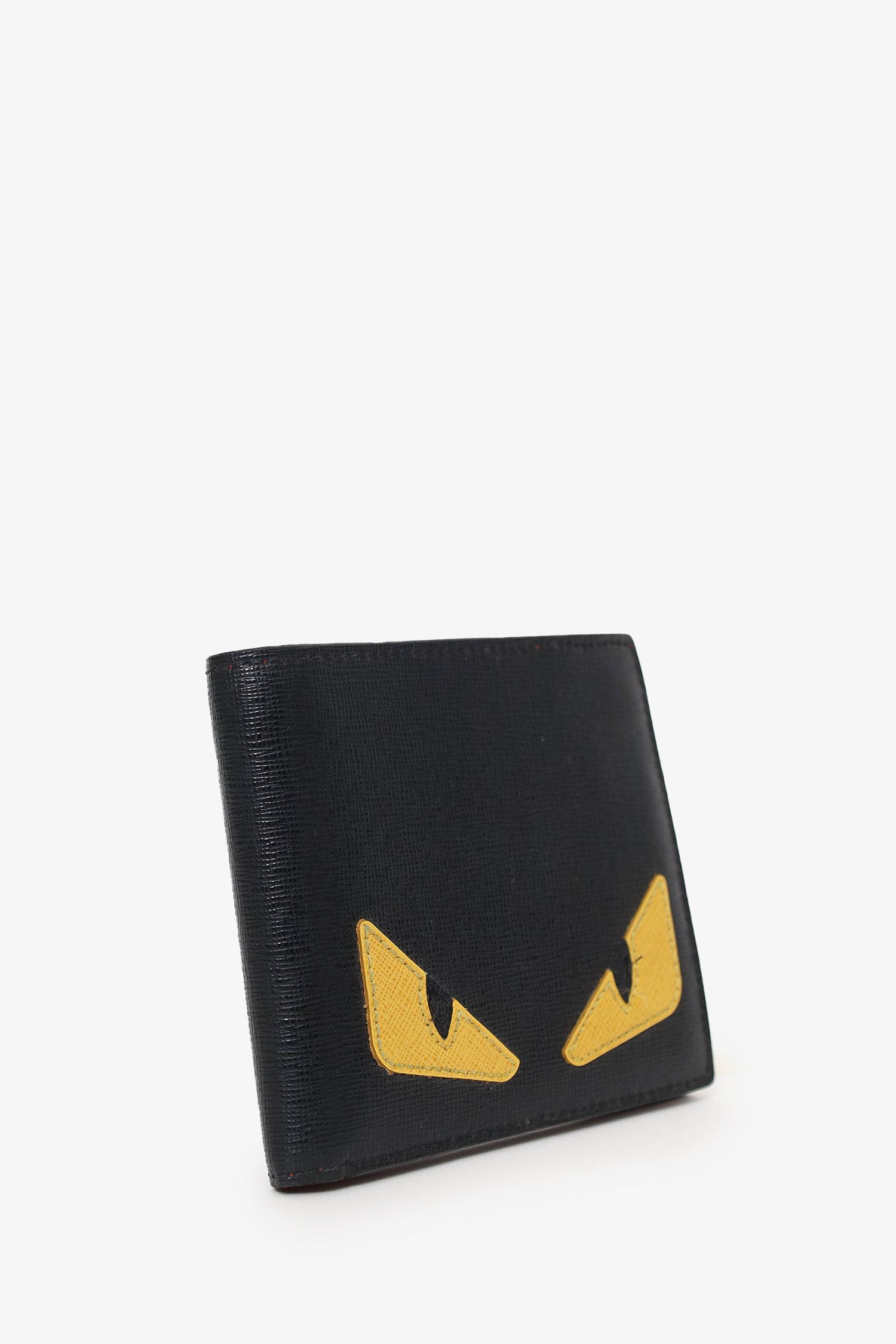 FENDI レザーケース 黒 目デザイン Fendi Black Leather Monster Eye Bifold Wallet – Mine & Yours