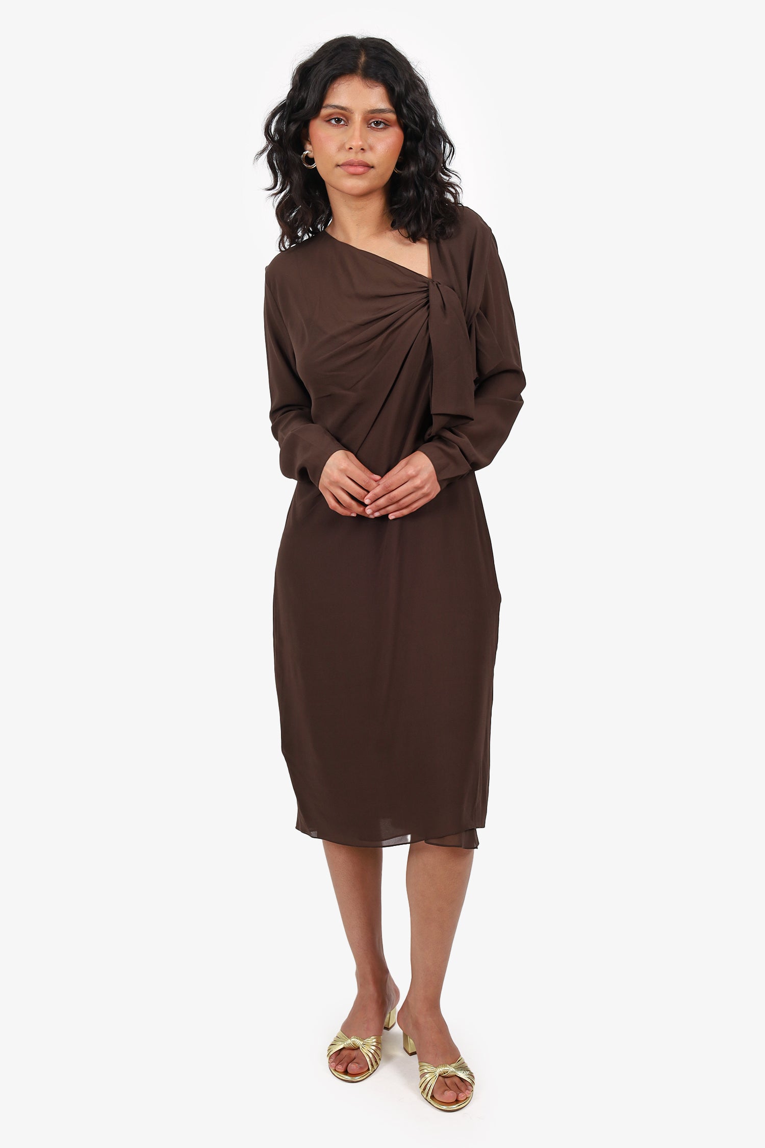 Christian Dior Brown Silk Sheer Long Sleeve Dress With Under Slip Size –  Mine & Yours