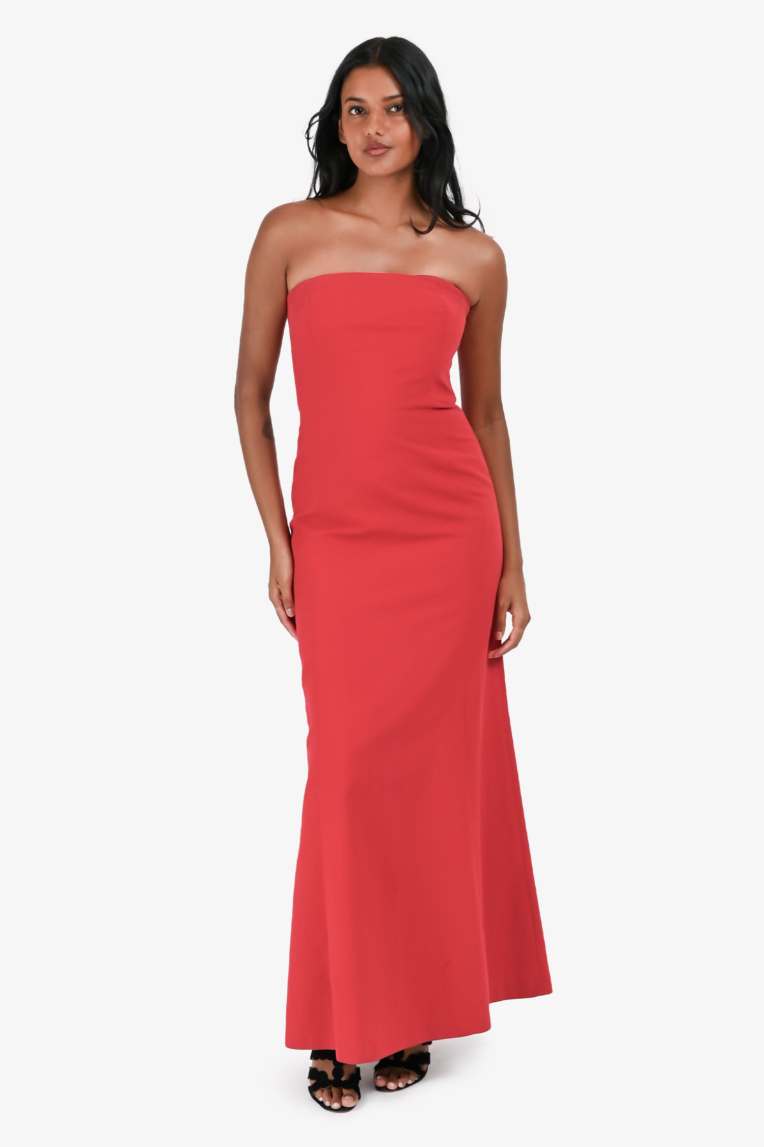 Pianoforte di Max Mara Red Corset Waisted Tube Maxi Dress Size 40