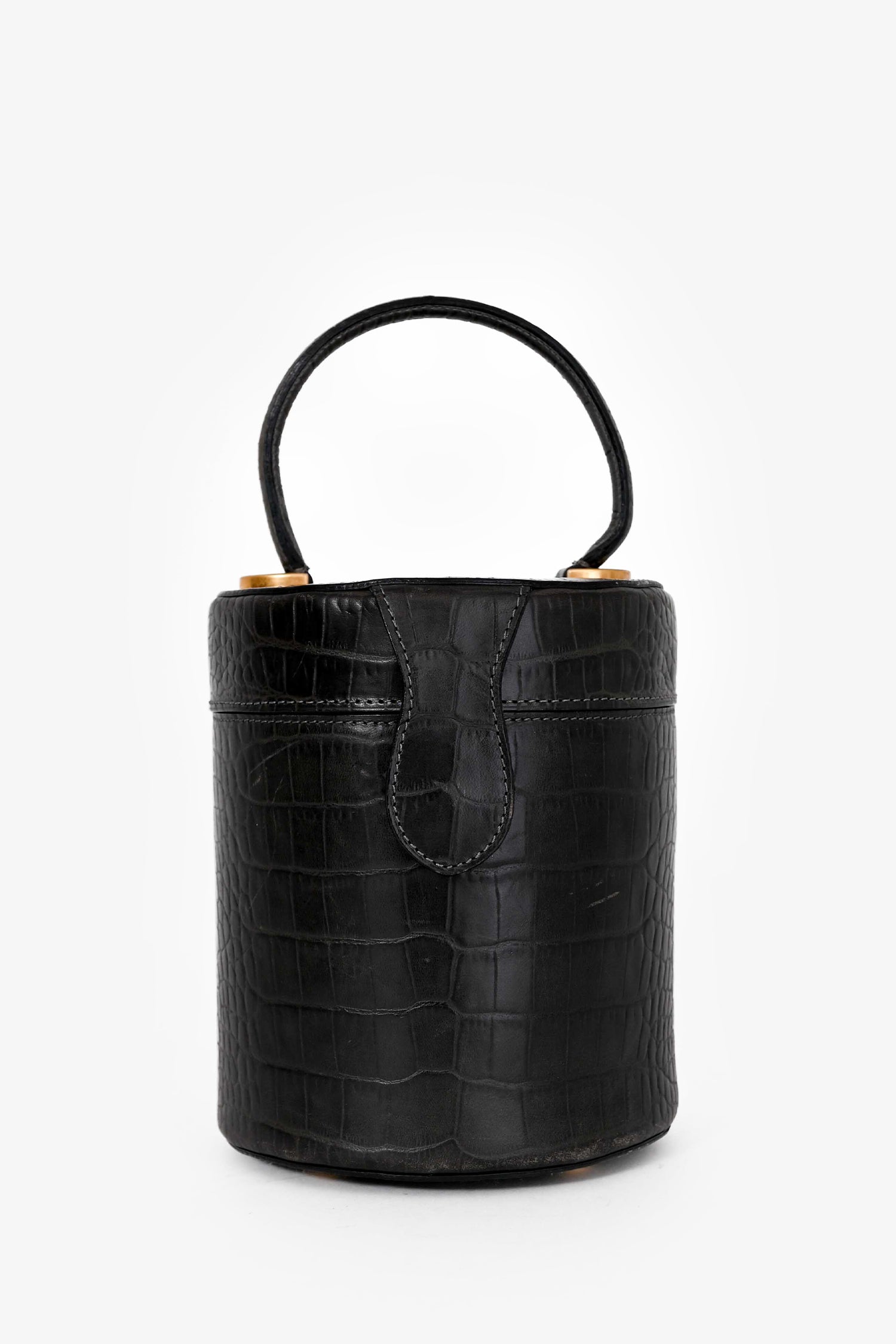 Celine Vintage Grey Croc Leather Vanity Bag