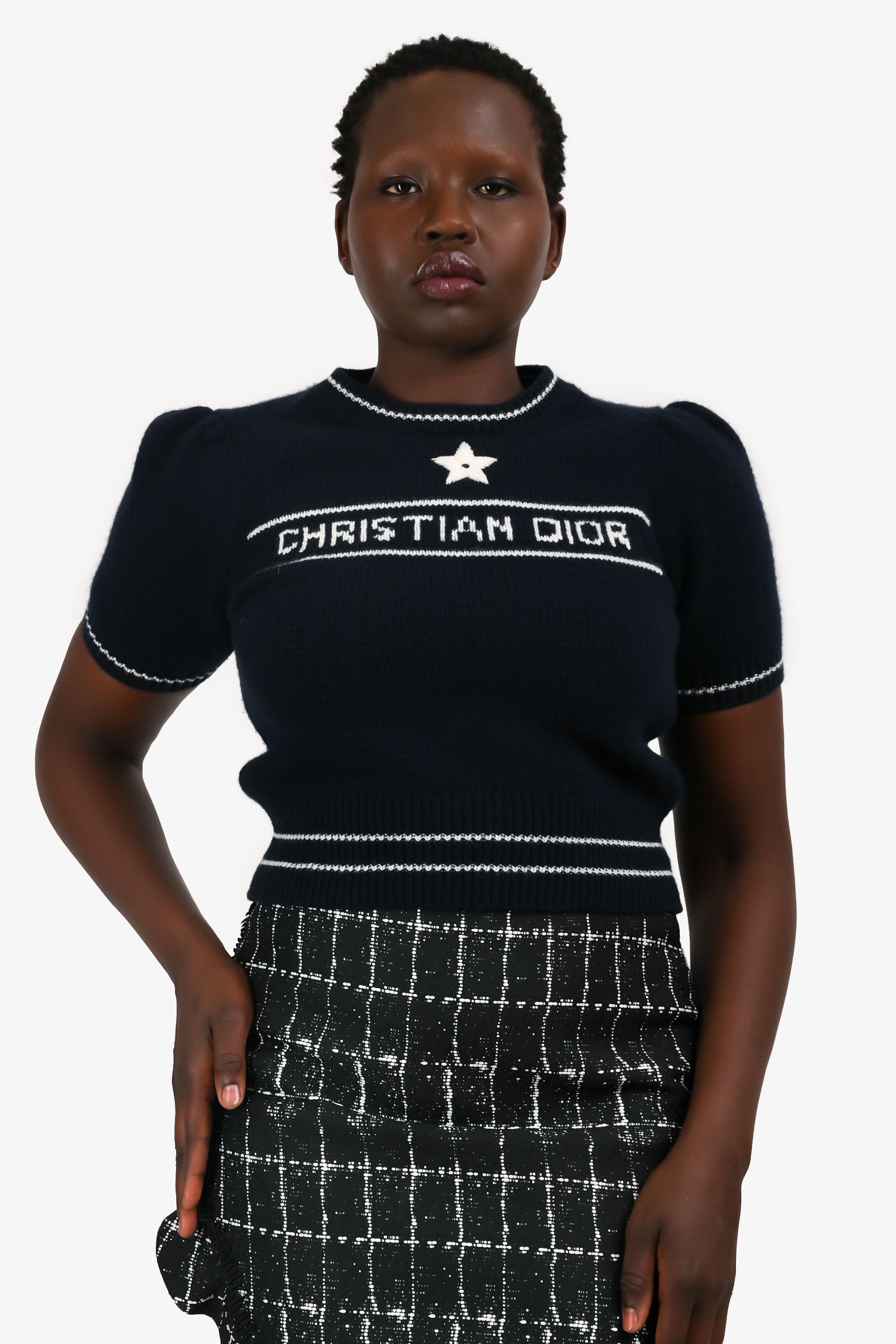 Christian Dior Blue Wool/Cashmere Logo Sweater Size 8 US – Mine