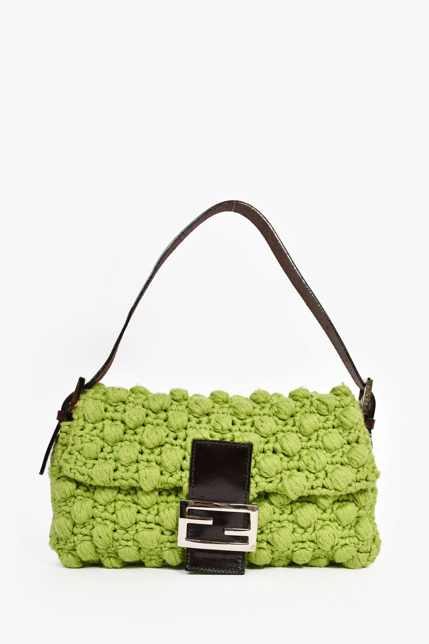 Fendi Green/Brown Crochet/Leather Baguette Shoulder Bag – Mine & Yours