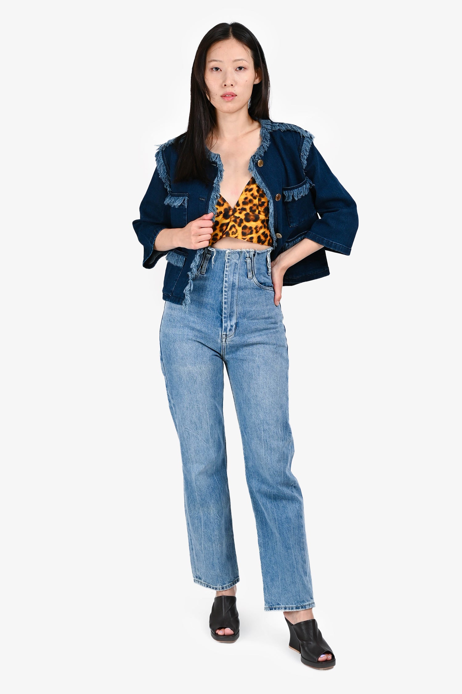 Alexander Wang Blue Denim Raw Hem Waist Jeans Size 25 – Mine & Yours